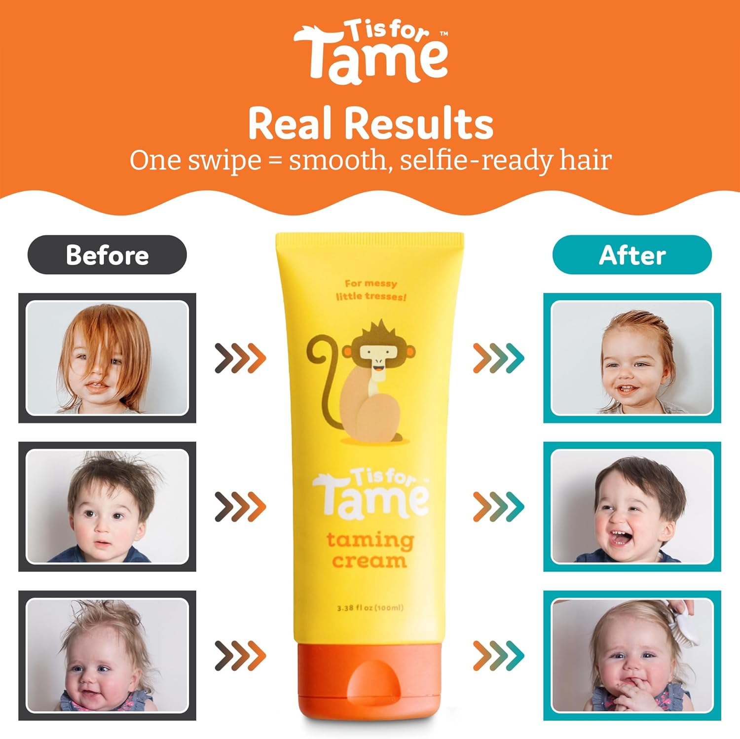 T IS for TAME Hair Calming Cream for Babies and Toddlers Safe & Effective Coconut & Jojoba Oil Not Greasy, Stiff, or Sticky image number 4