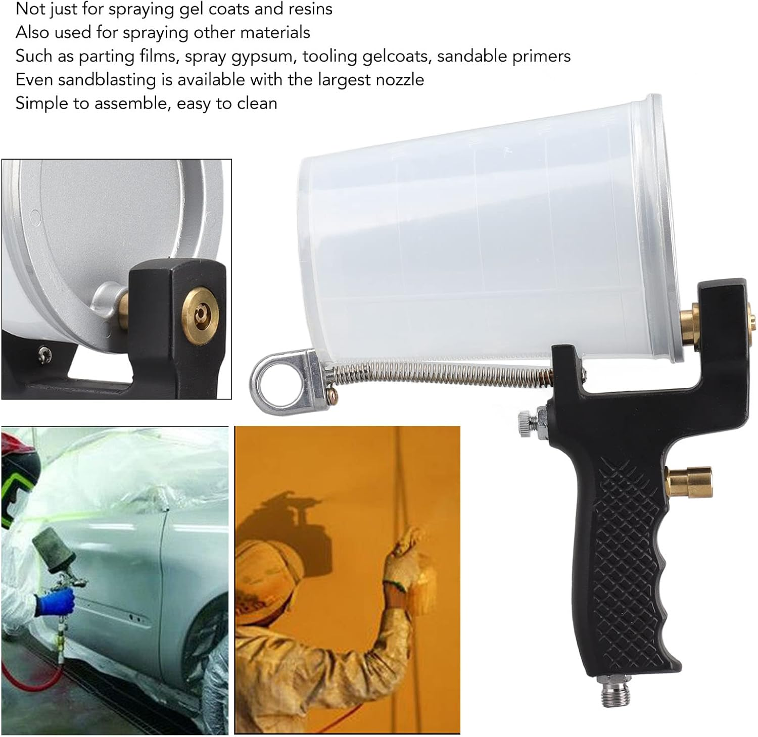 Gel Coat Spray Gun with Nozzle, Alloy Steel Construction, Large Capacity Cups image number 5