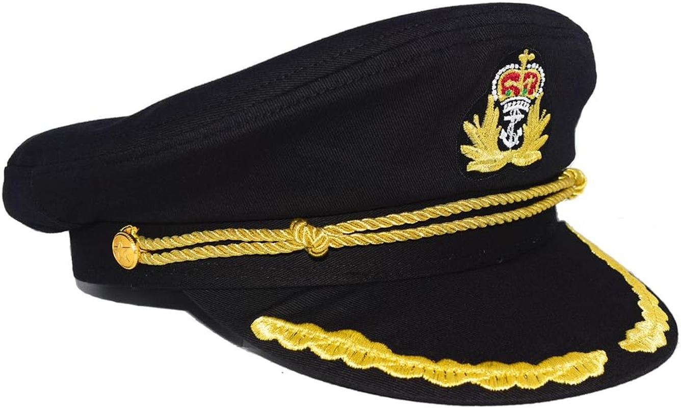 Admiral Captain Yacht Hat Snapback Gold Embroidery Anchor Skippers Cap for Party