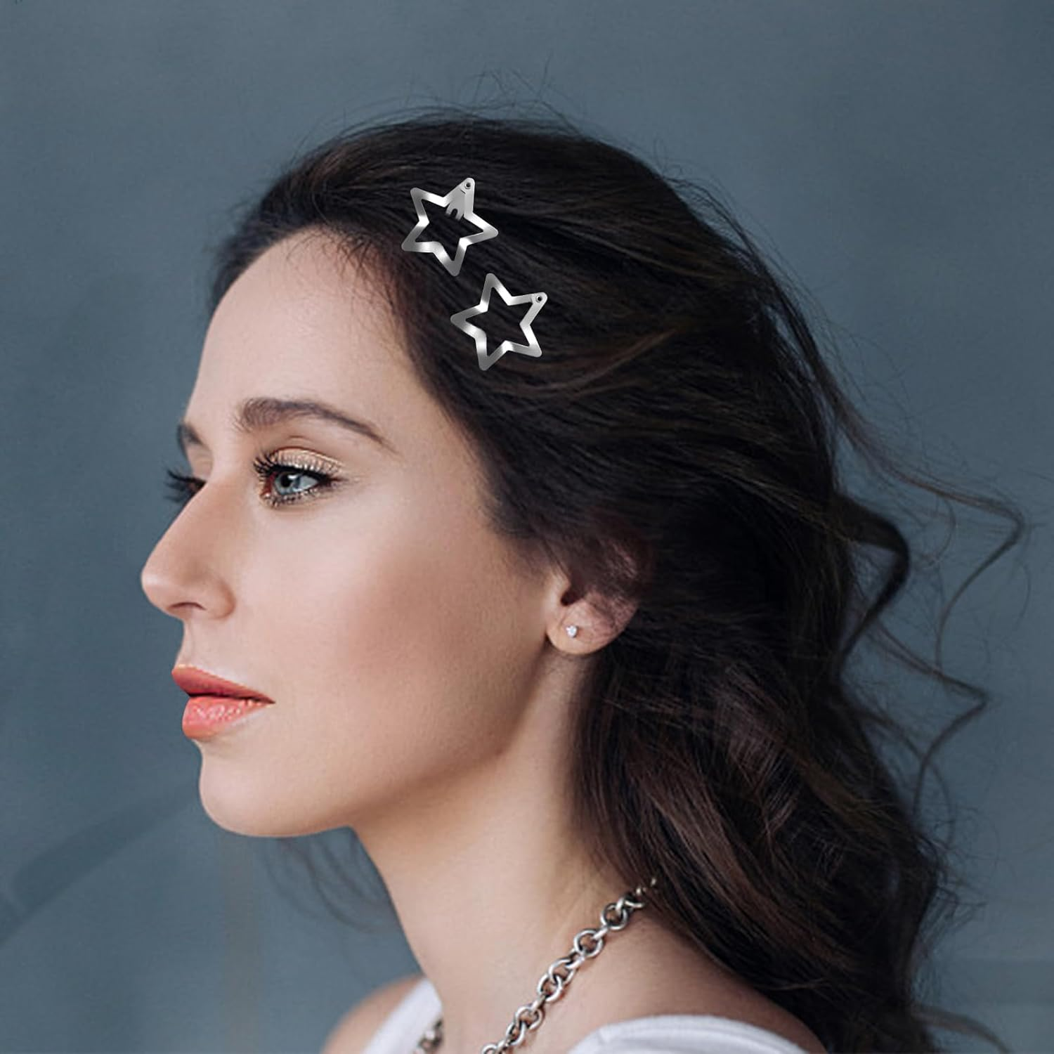 Modixun 90 Pieces 3Cm Star Hair Clips Star Clips 2000S Star Hair Accessories Non-Slip Metal Hair Clips Cute Hair Clips Kawaii Hair Clips for Women (Silver+Gold+ image number 5