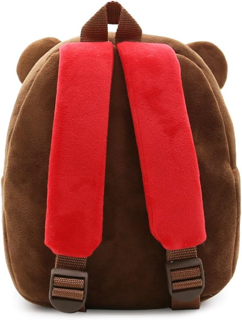 Cute Toddler Backpack Toddler Bag Plush Animal Cartoon Mini Travel Bag for Baby Girl Boy 1-6 Years (Bear) image number 2