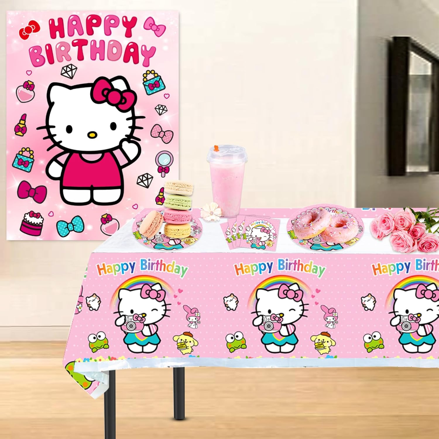 Kitty Birthday Party Supplies, 20 Plates, 20 Napkins and 1 Tablecover for Girls Kitty Party Decorations image number 3