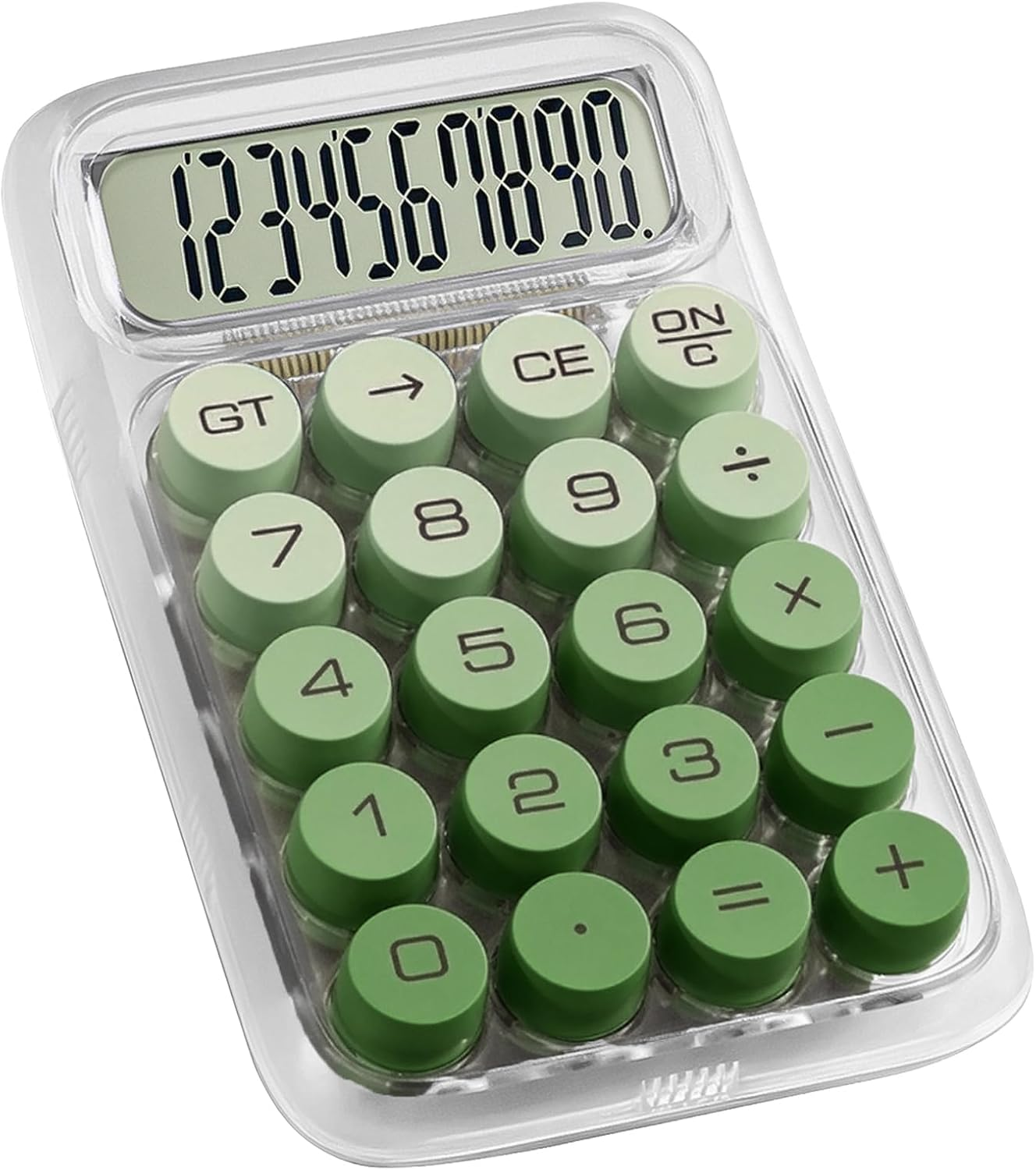 1-Pack Mechanical Switch Calculator with 10 Digits Large LCD Display, Cute Basic Calculator with Big Button Anti-Slip Pad, Transparent Body, for Home Business School Office Desk - Purple