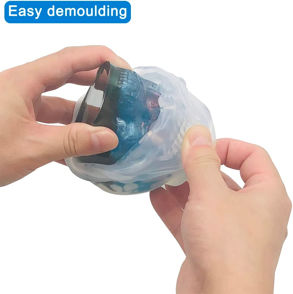 2 Pcs Skull Resin Moulds, 3D Large Silicone Moulds for Resin DIY Storage Resin Moulds Silicone Epoxy Resin Moulds for Candle Making Makeup Brush Pen Holder