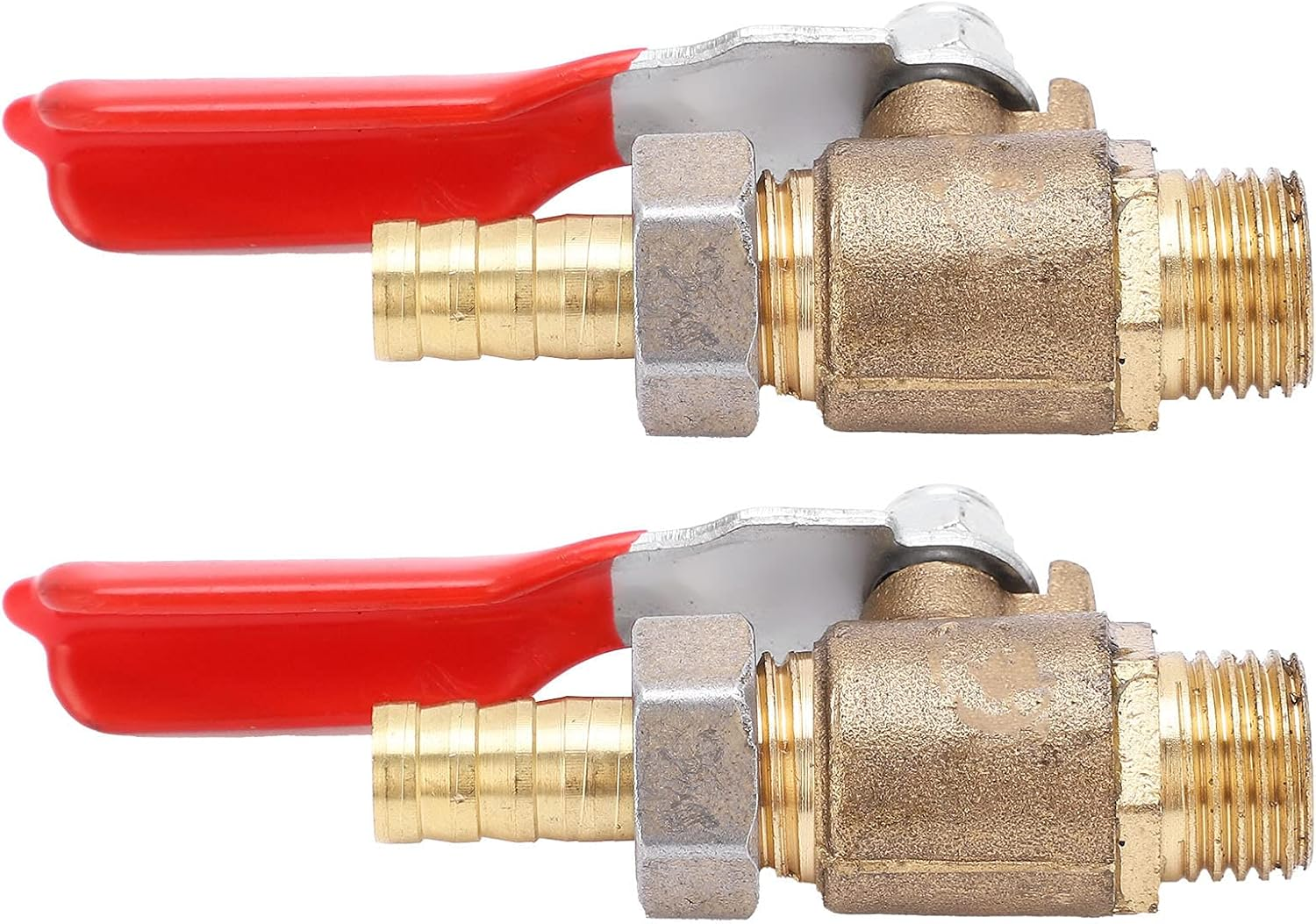 2 Pcs Shut off Valve, 1/4In Thread Connection Ball Valve, Brass with Air Nozzle for Air Compressor Accessories image number 6