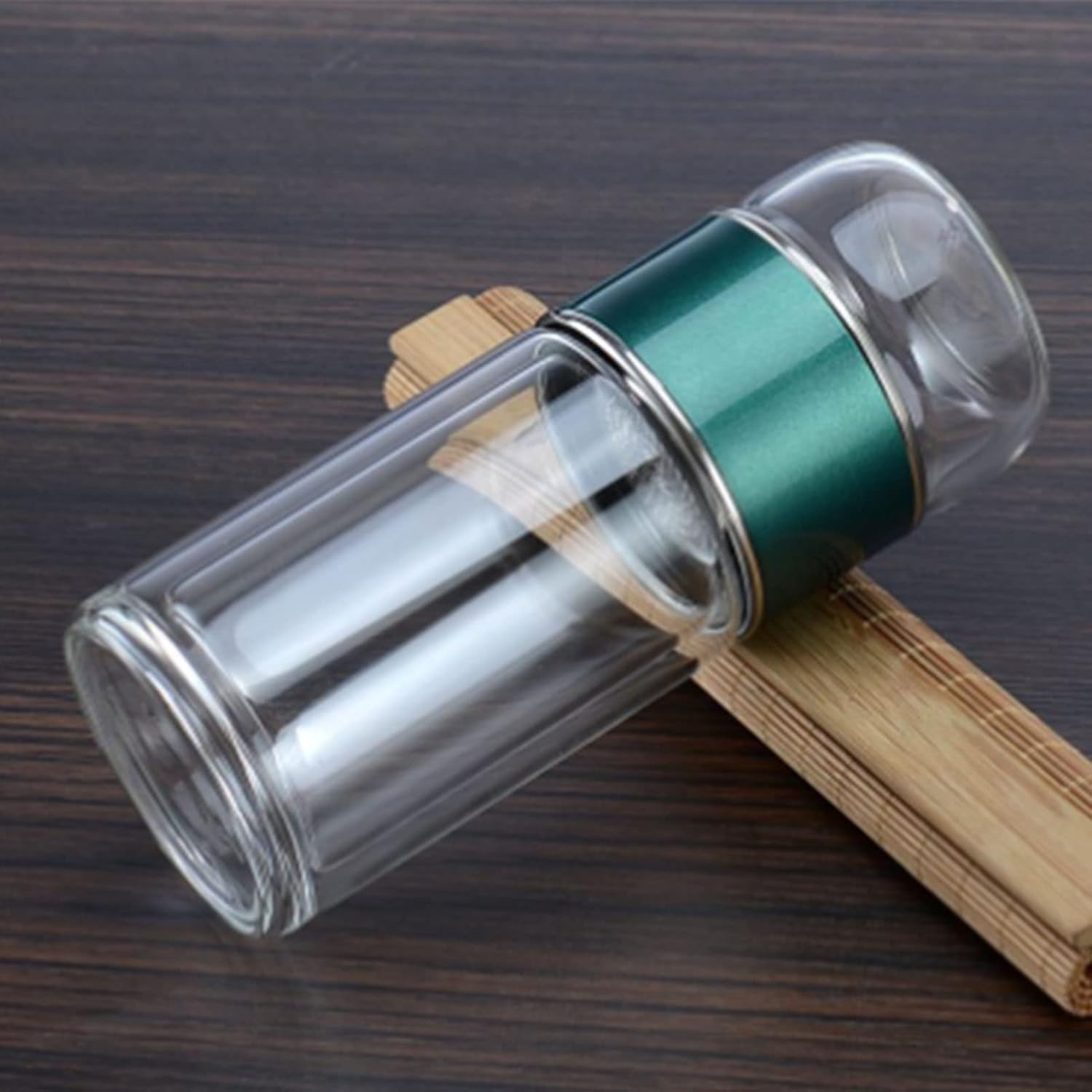 Tea Water Separation Cup, Glass Water Bottles Stainless Steel Filter 280Ml for Home (Green) image number 3