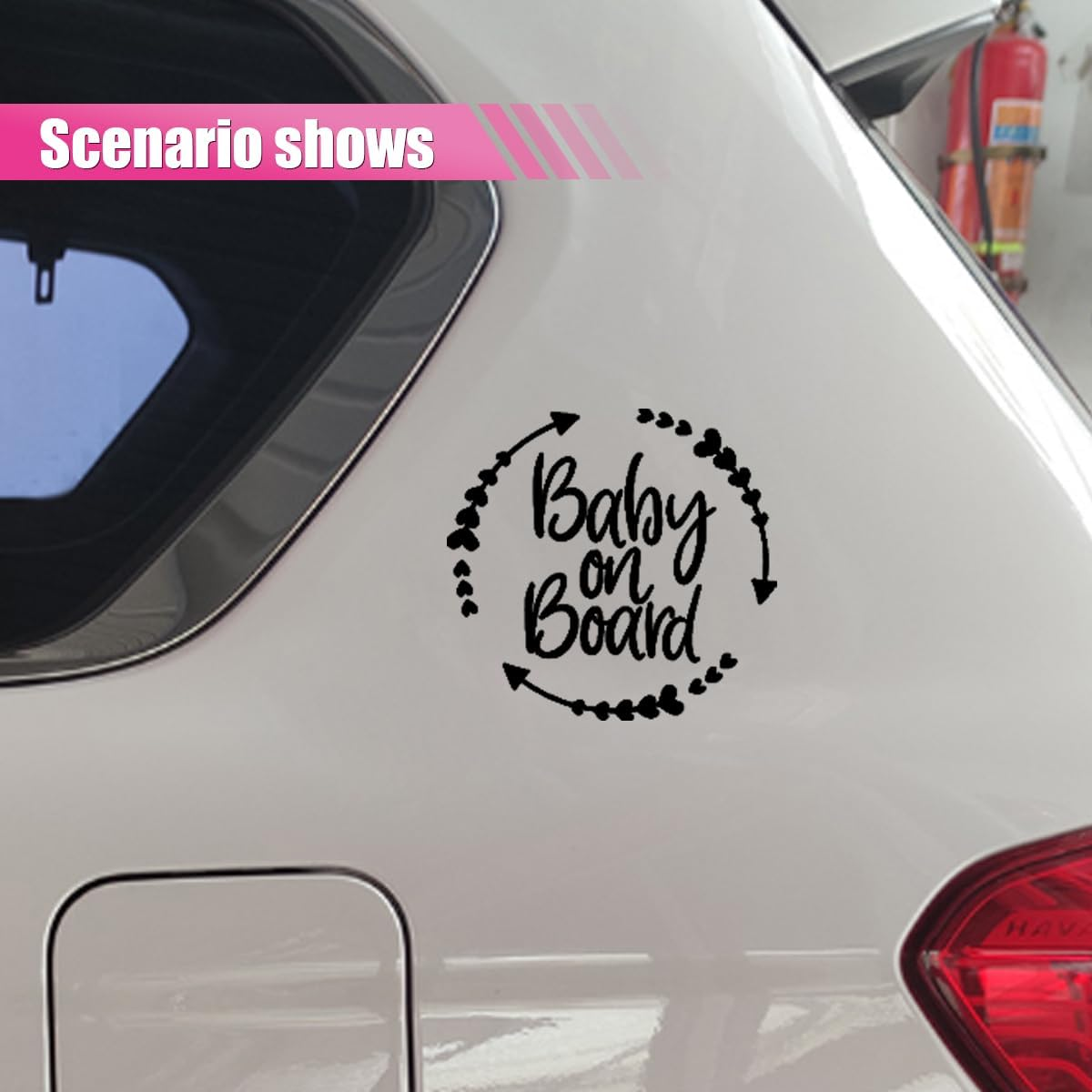 Baby on Board Sticker for Car, Cute Vinyl Safety Caution Decal, Removable Baby Safety Warning Signs for Cars Trucks Walls Laptop 5.16 X 5.16'' (Black) - 2Pcs White image number 4
