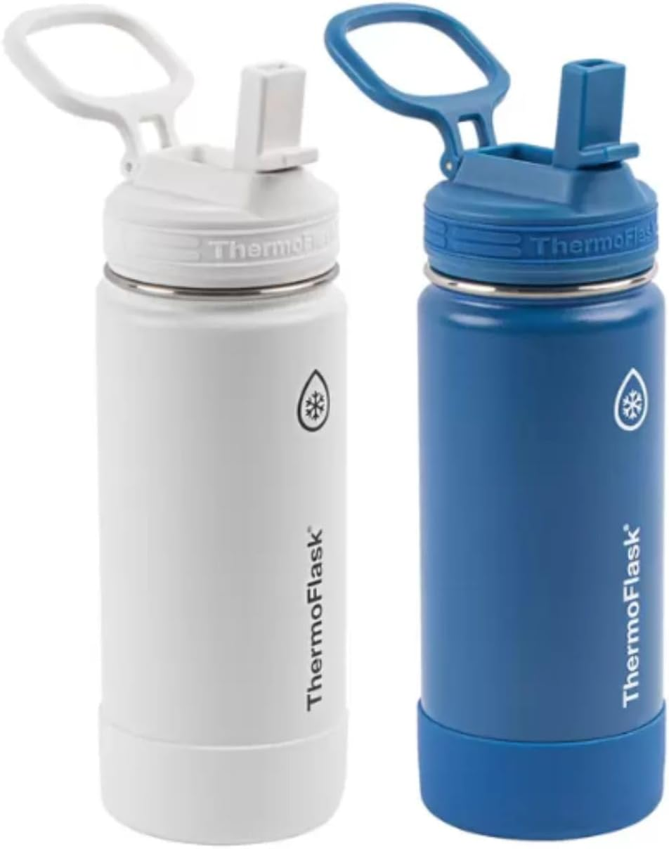 Thermoflask Set of 2 16 Oz Stainless Steel Bottles (White/Blue) image number 3