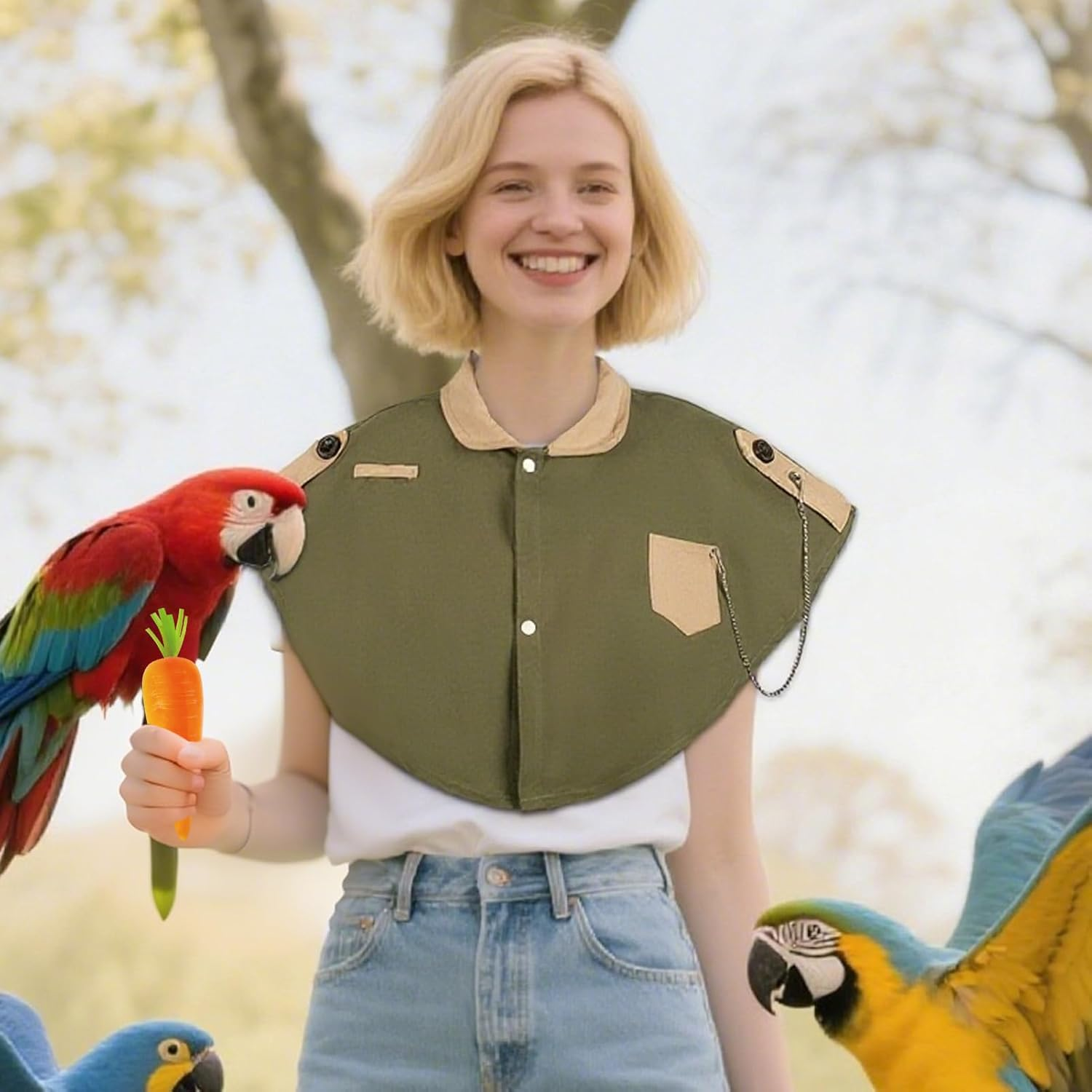 Parrot Shoulder Protector - anti Bite Cape for Parrot | Shoulder Cover with Pocket for Bait and Bite Prevention for Large Birds Cockatiels Cockatiels Outdoor Indoor