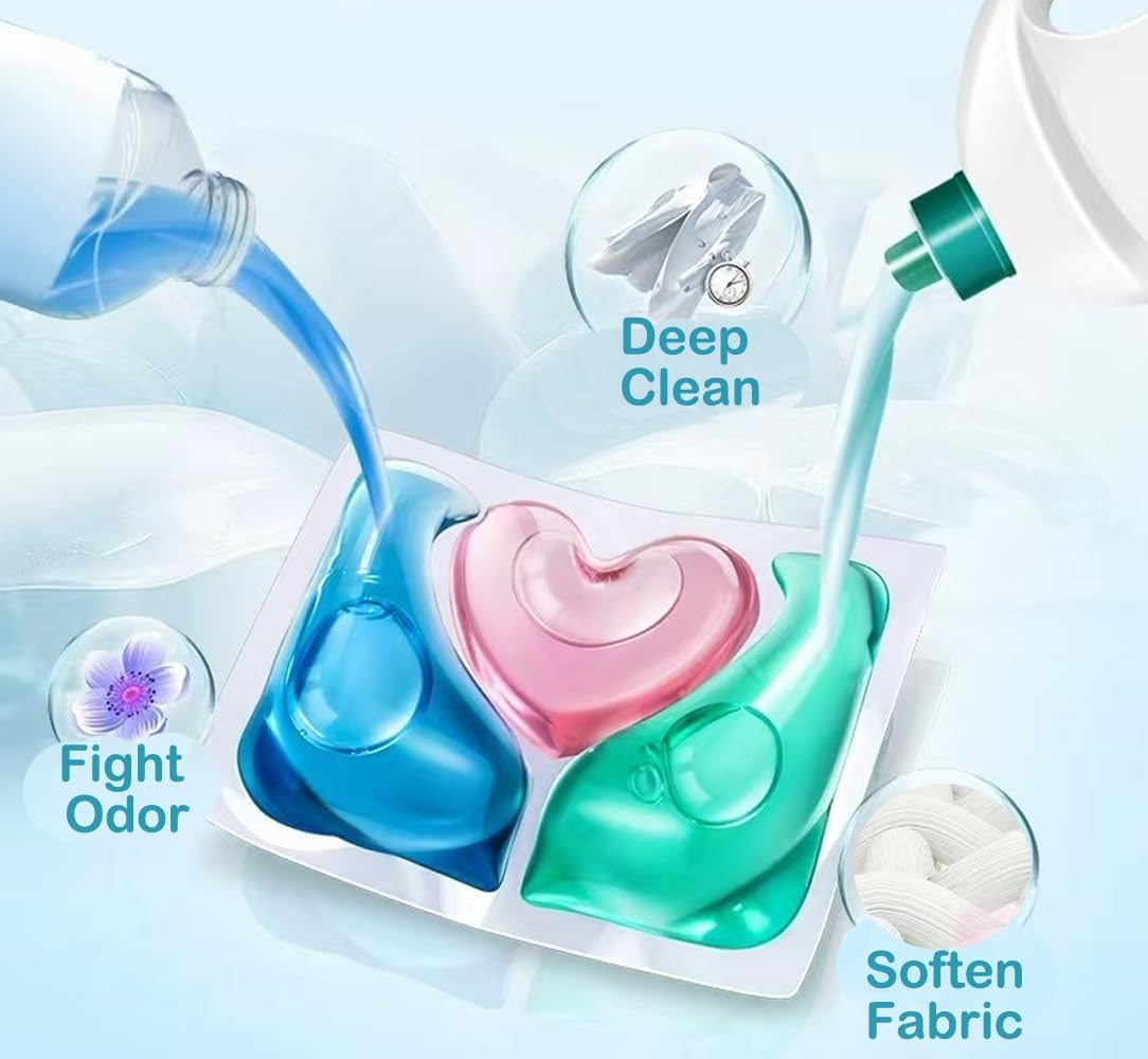 Laundry Detergent Pods, Concentrated Liquid Laundry Detergent Pacs, 3 in 1 High Efficiency, Flower&Fruit Scent (150 Pacs) image number 6