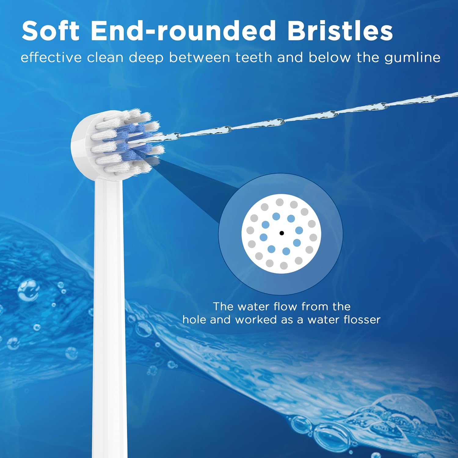 Replacement Tips for Waterpik Water Flosser (6 Brush Head Tips & Storage Case Bundle) image number 1