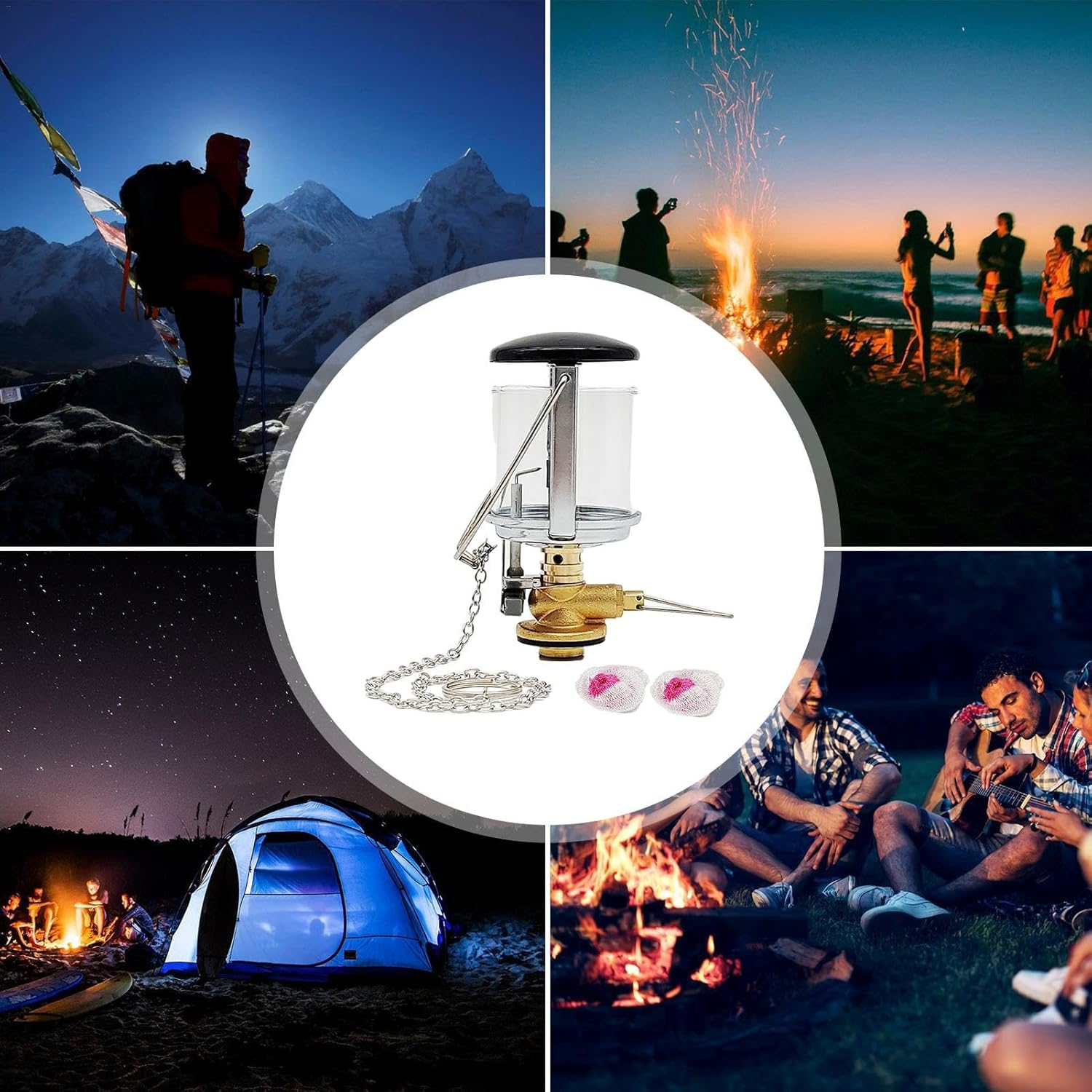 Petrol Lantern - Petrol Tent Lamp,Camping Equipment Supplies, Garden Glass Lamp Bright for Outdoor Fishing Picnic for Hiking image number 3