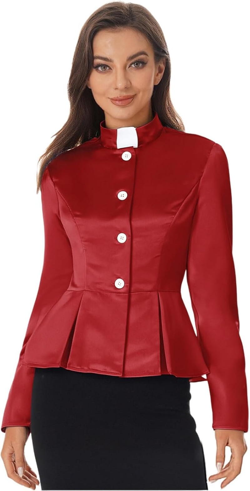 Yeahdor Womens Priest Shirt Clergy Dresses Minister Church Halloween Cosplay Costume