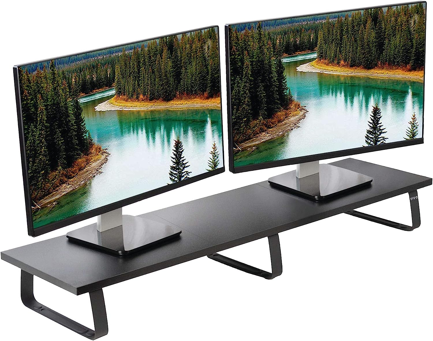 VIVO Black Wood 39 Inch Wide Extra Long Desktop Stand, Ergonomic Tv, Dual Monitor, Laptop, Keyboard Riser and Desk Tabletop Organizer (Stand-V000Dl) image number 5