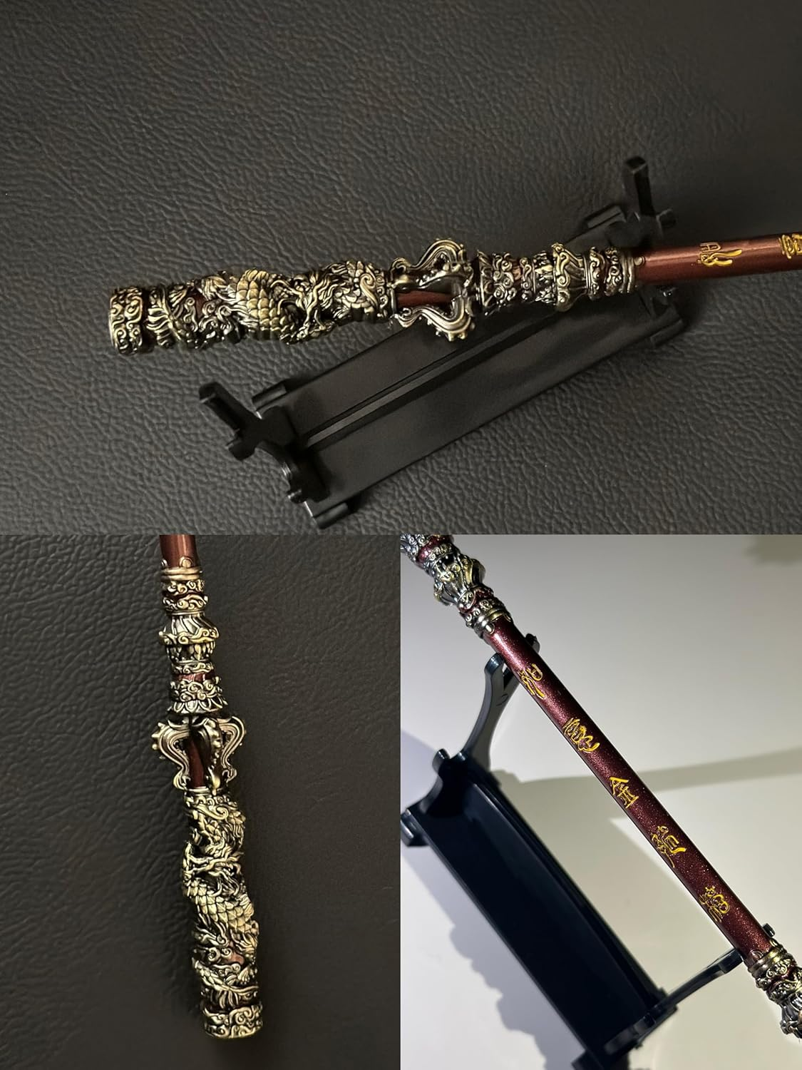 Piegricdiat Black Myth Monkey King 11.81In Golden Hoop, Game Collection, Monkey King Weapon Decoration, Desk Ornaments, Role-Playing Props, Backpack Pendant Zinc Alloy Crafts image number 3