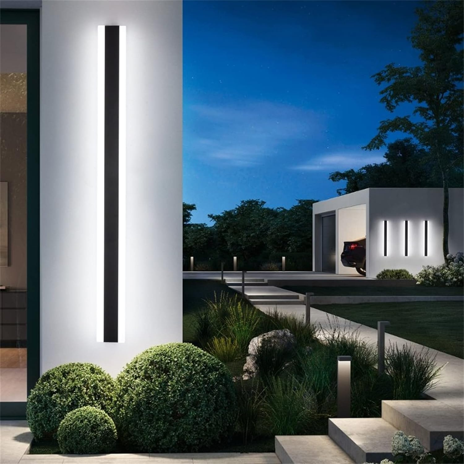 Outdoor Wall Light LED Long Wall Sconce IP67 Waterproof Black Modern outside Lights Metal Exterior Light Porch Light Patio Yard Garden Villa Living Room Balcony Garage Wall Lamp (80Cm,White Light) image number 3