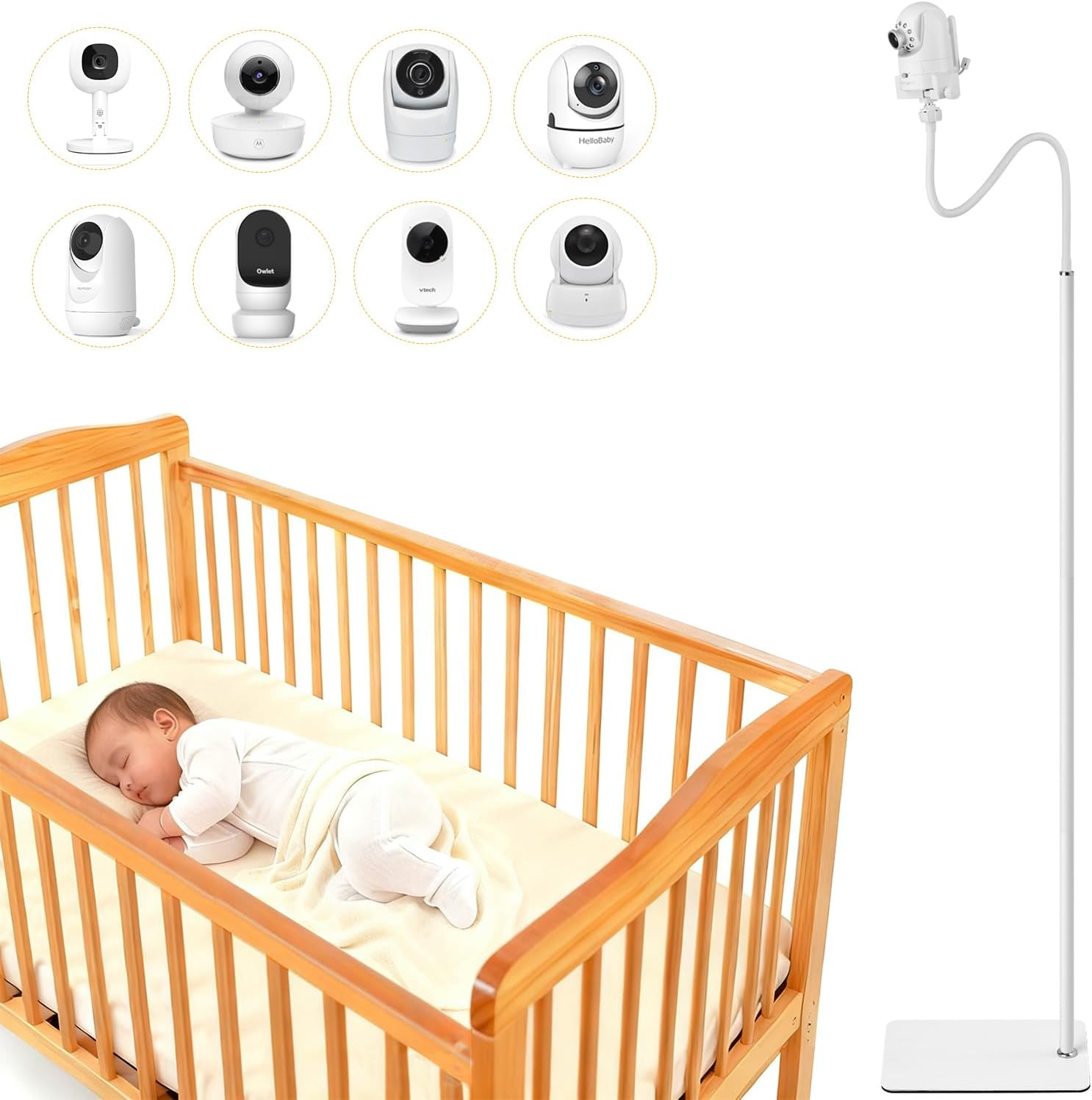 Itodos Baby Monitor Floor Stand Holder for Infant Optics DXR-8 Pro, Motorola,Arlo,Vava,Owlet,Vetch Baby Monitor,Keep Baby Away from Touching,More Safety (IT0160-AB) image number 6