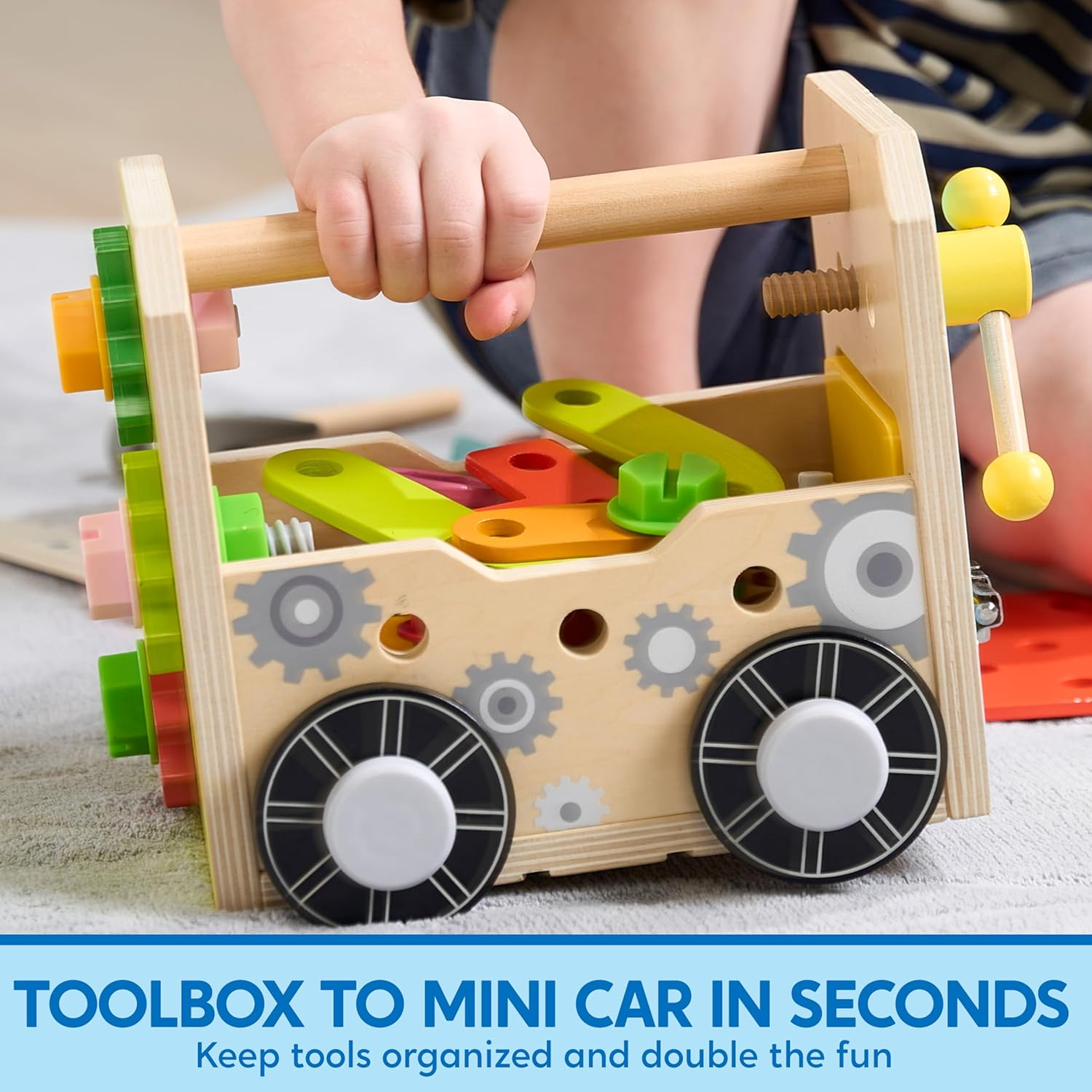 SYNCFUN Kids Tool Set, 51 PCS Wooden Educational Tools for Boys and Girls, Montessori Toys for 3 4 5 6 Year Old, Learning and Construction Toys for Toddlers, Christmas Birthday Gift image number 3