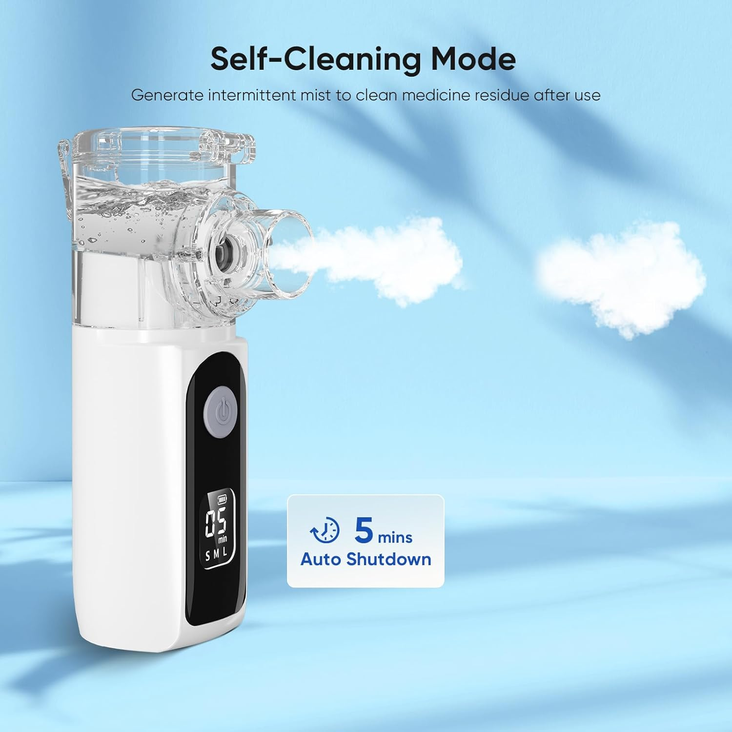 Portable Nebuliser for Adults&Kids, Handheld Nebulizers Device Mesh Nebuliser Inhalation Machine Rechargeable with Masks&Mouthpiece for Travel Use, LCD Display image number 1