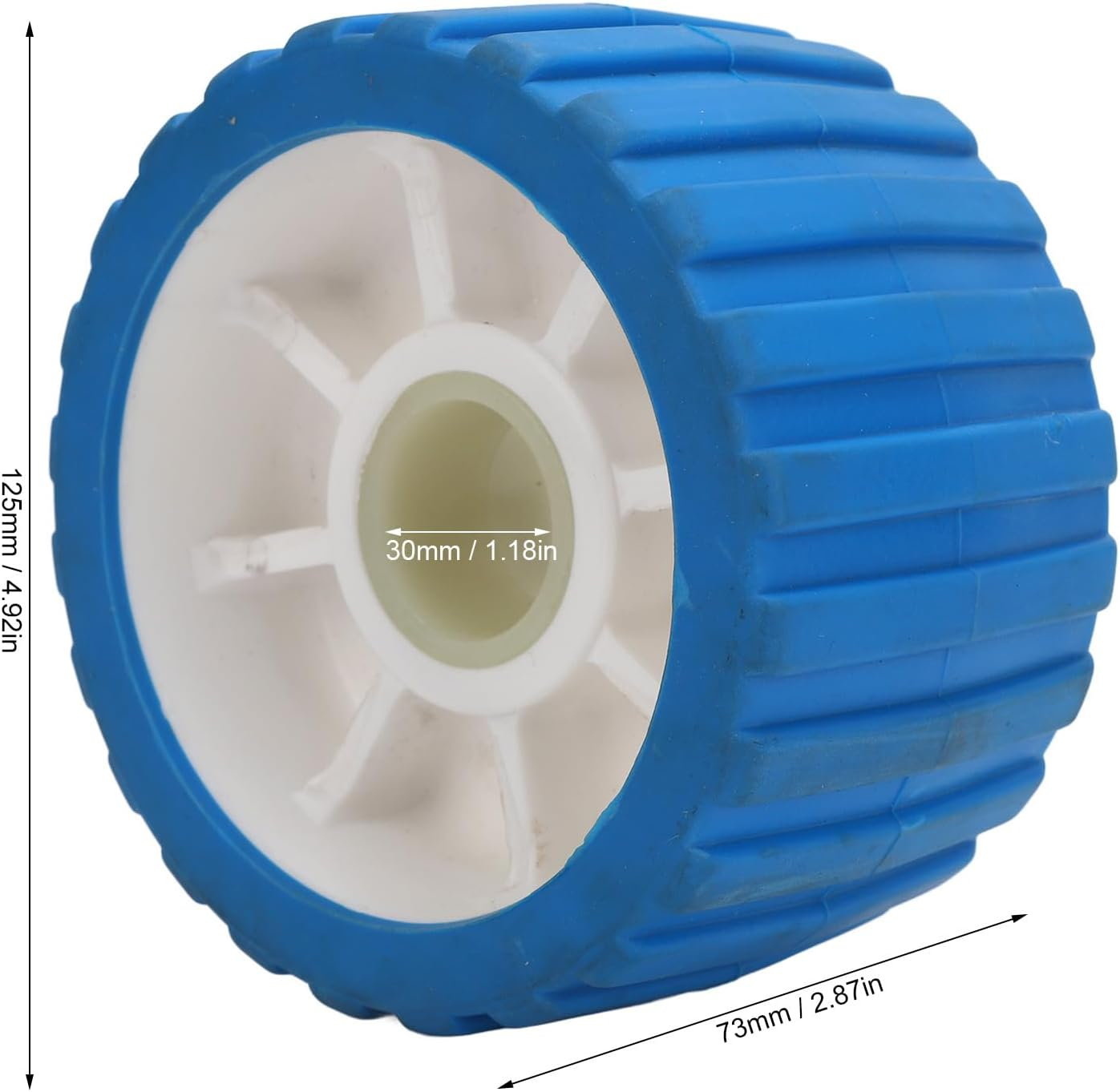 4PCS Trailer Rollers, Trailer Wobble Rollers, High Temp Resisting Poly Ribbed Wobble Roller for Boats Trailers 125 X 73 X 30Mm image number 3