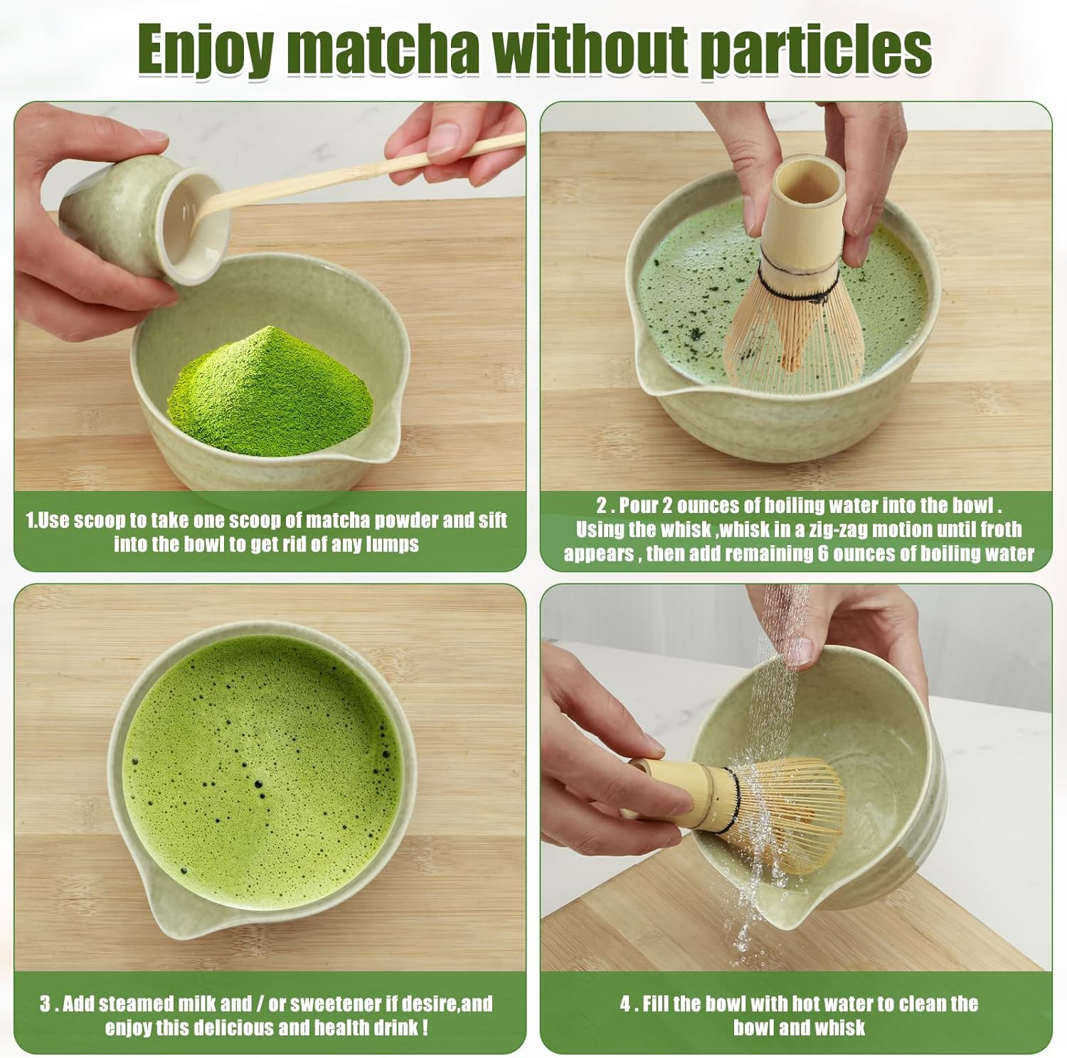 4Pcs Matcha Whisk Set Reusable Matcha Making Kit with Ceramic Bowl and Whisk Elegant Matcha Tea Set 500Ml Mottled Matcha Bowl for Tea Lovers image number 5