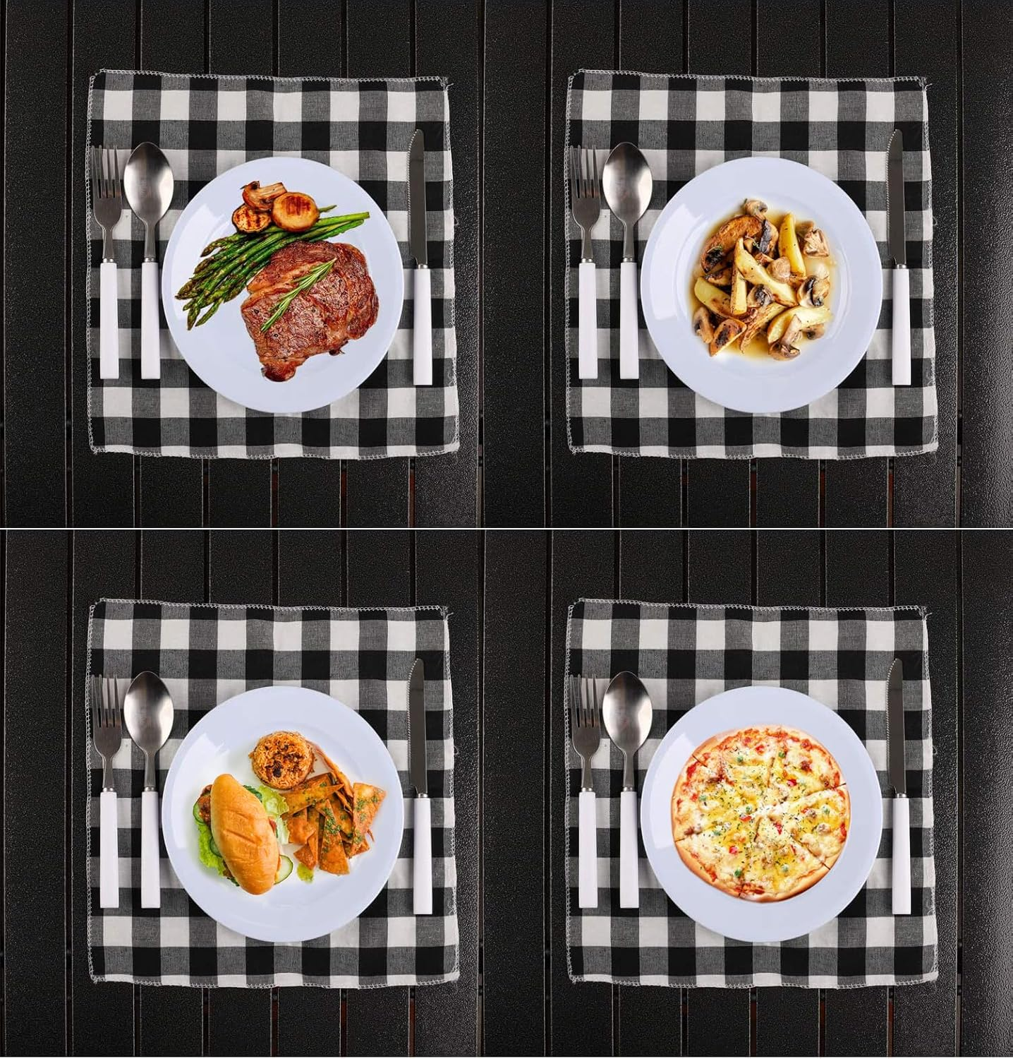 Picnic Set for 4 - Includes 24 Pcs, Portable Travel Utensils with Case, Reusable Camping Cutlery Plates, Stainless Steel of Spoons and Forks, for Hiking, Camp, BBQ, Gift (Grey) image number 3