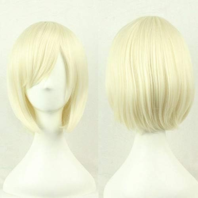 Womens Short 30Cm Straight Synthetic BOB Wigs W Side Bangs Cosplay Costume Party, Red