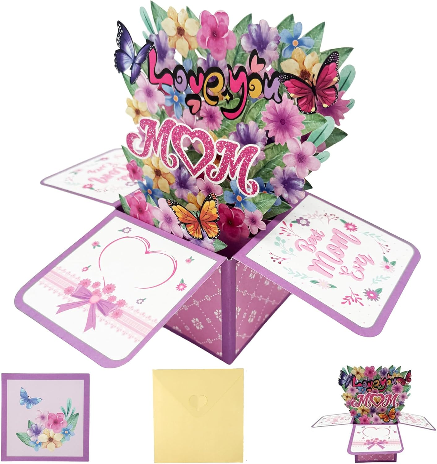 3D Mothers Day Card, Gifts for Mom,Envelope Enclosed Mothers Day Pop up Card,Love YOU Mom,For Your Favorite Mom, Woman, Wife, Daughter, Grandmother image number 2