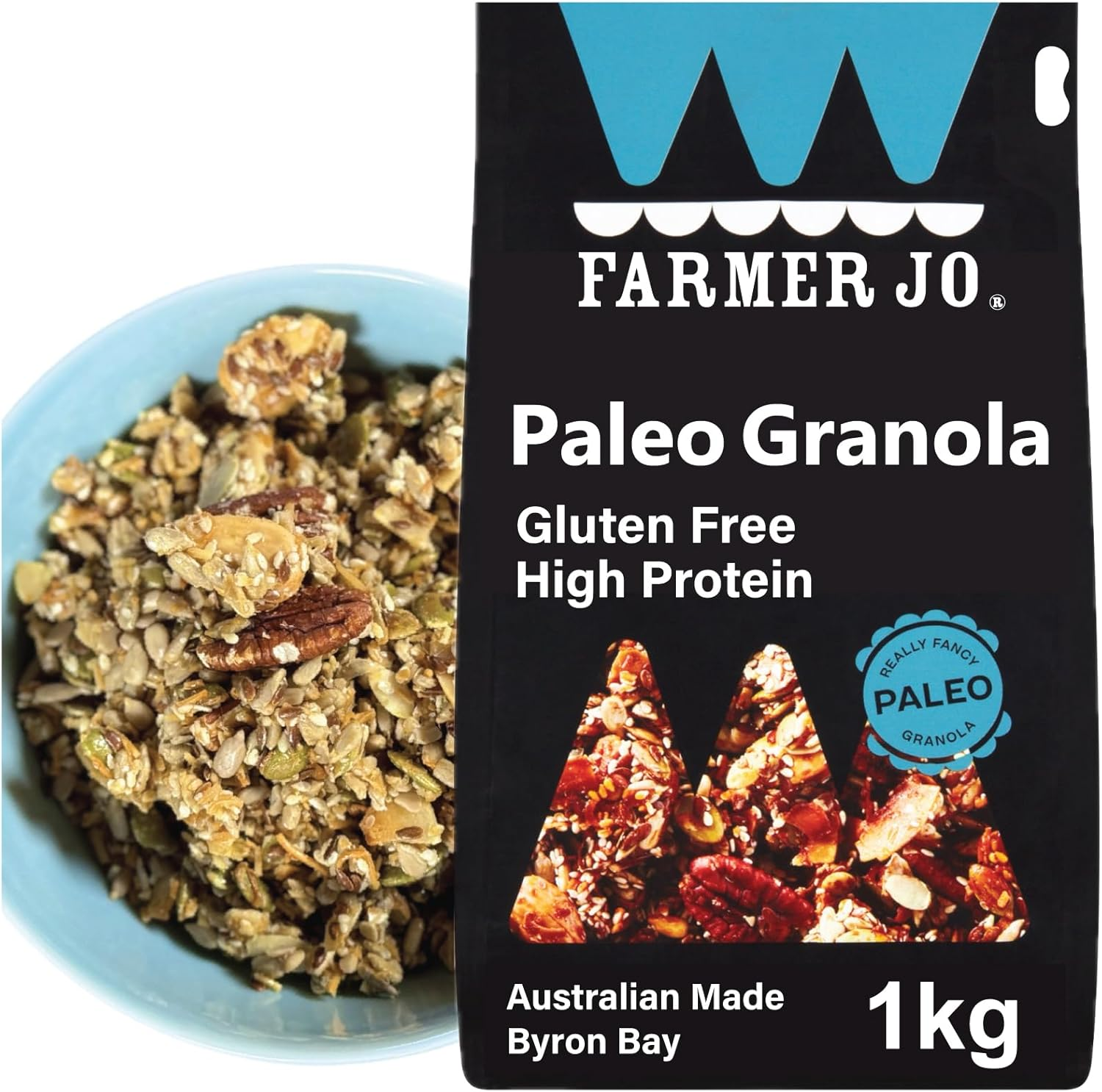 FARMER JO Paleo Granola - High Protein Healthy Breakfast Cereal Made with Honey, Coconut, Seeds & Nuts | Gluten-Free, Vegetarian, Non-Gmo, Keto, Dairy Free, No Preservatives - Resealable Bag (1 Bag X 1Kg) image number 3