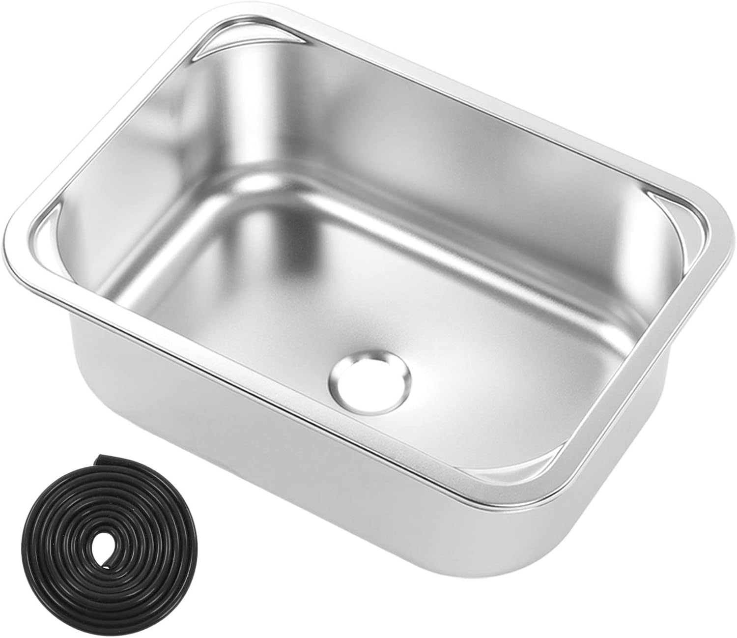 Jiawu Stainless Steel RV Sink, Space Saving Drop in Hand Wash Basin Sink with 40Mm Drain, Large Capacity Single Bowl Sink for Rvs, Campervans, Yachts, Boats, Kitchen, 345X245X136Mm image number 4