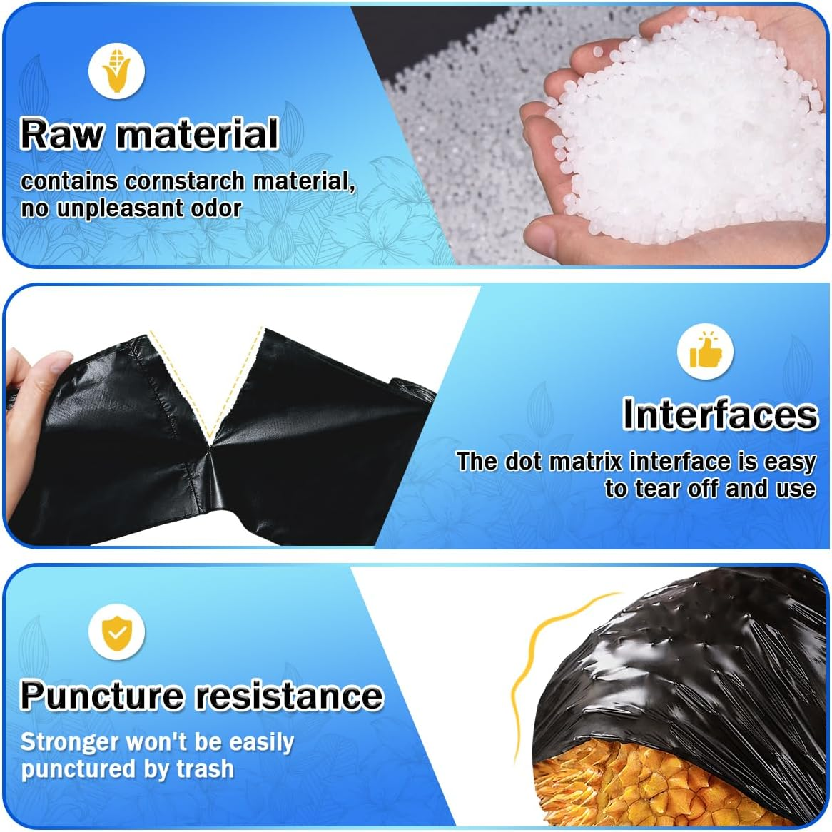 5L Bin Bags Small Trash Bags 1.2 Gallon Garbage Bags Bathroom Bin Liners,Strong Compost Bags,Black,120 Count image number 6