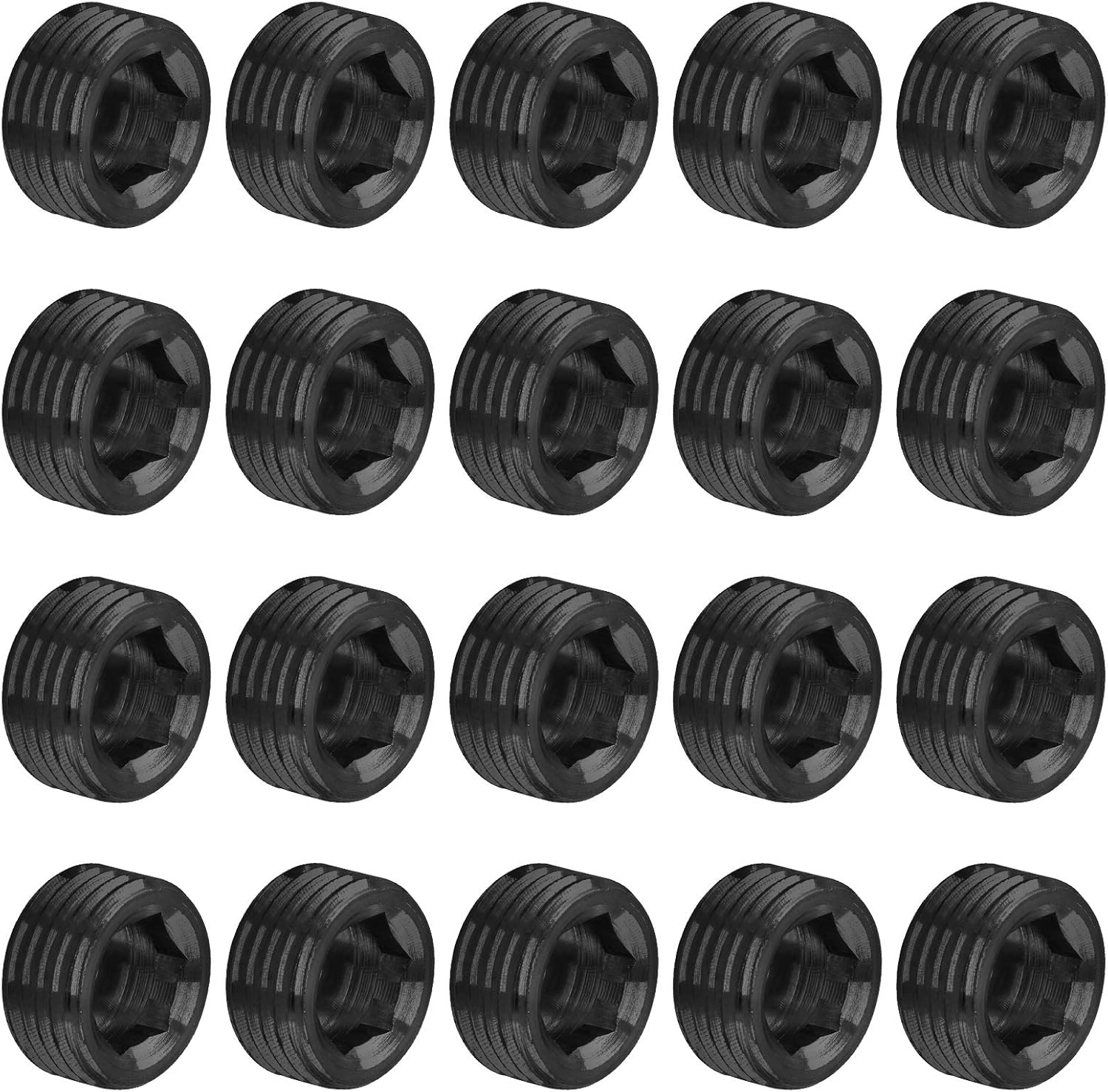 Glarks 60Pcs Carbon Steel 1/8 Inch 1/4 Inch 3/8 Inch 1/2 Inch 3/4 Inch NPT Male Pipe Plug Fitting Assortment Set Internal Hex Thread Socket Pipe Plug Kit