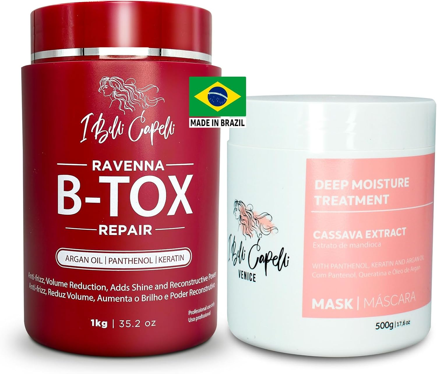 Ravenna B-Tox Repair Kit, Hair B-Tox Treatment & Argan Oil Mask 500G - B-Tox Capilar Para El Cabello, Formaldehyde-Free- Effect Anti-Frizz, Volume Reduction- Kit (Pack of 2) image number 2