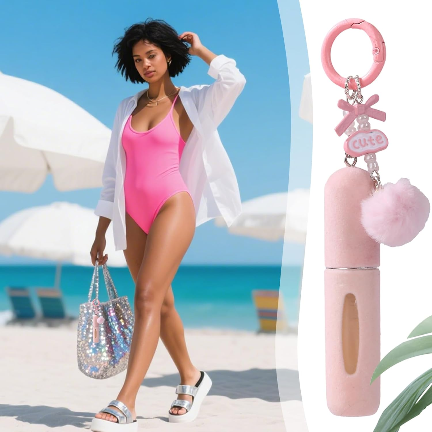 Empty Refillable Perfume Bottle, 5Ml Cute Reusable Perfume Atomizer Charm - Refillable Perfume Spray Bottle - for Travel, Daily Commute, Dating, Work, Business, Airplane, Outdoor, School image number 1