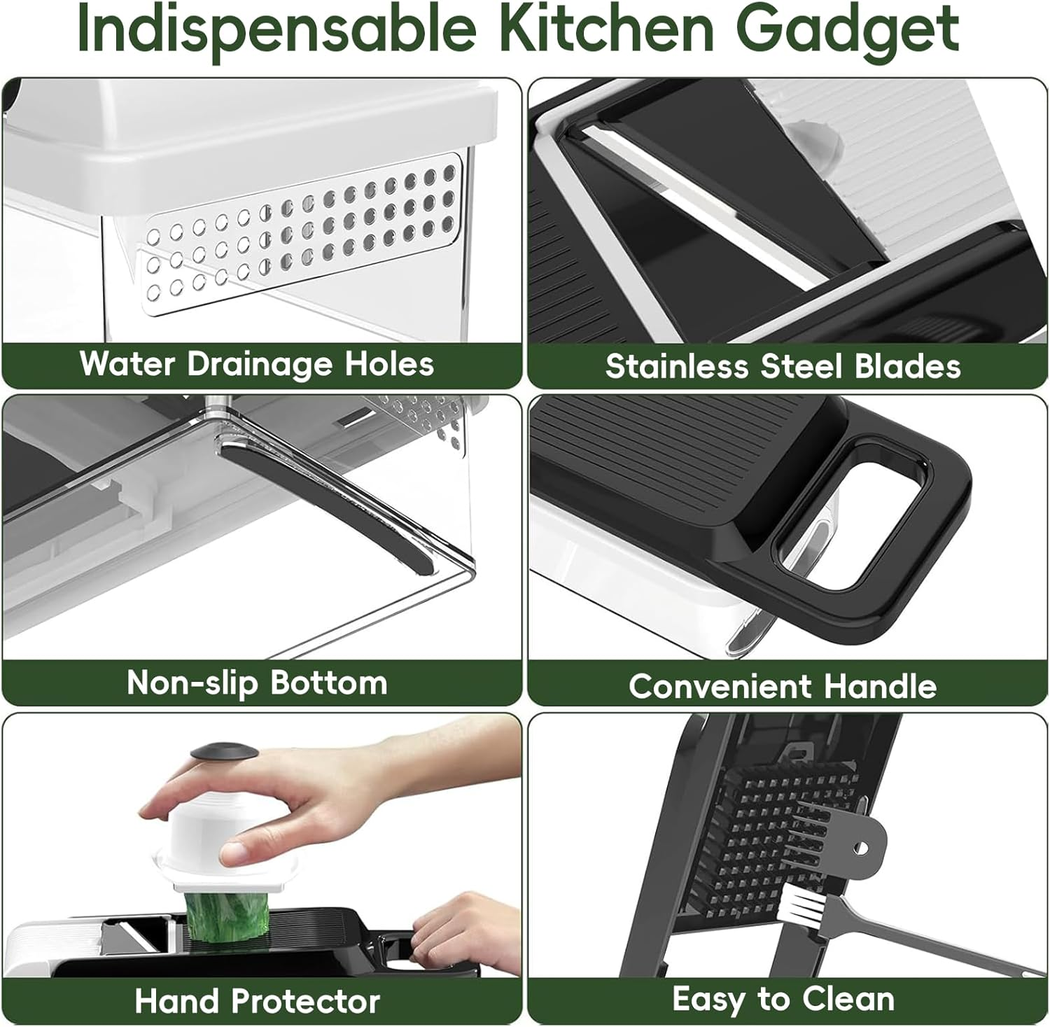 DULCE DOM 15-In-1 Vegetable Chopper, 7 Blades Veggie Chopper with Container and Lid, Dicer, Slicer, Multifunctional Kitchen Gadgets, Vegetable Cutter with Handle Onion Cutter image number 2