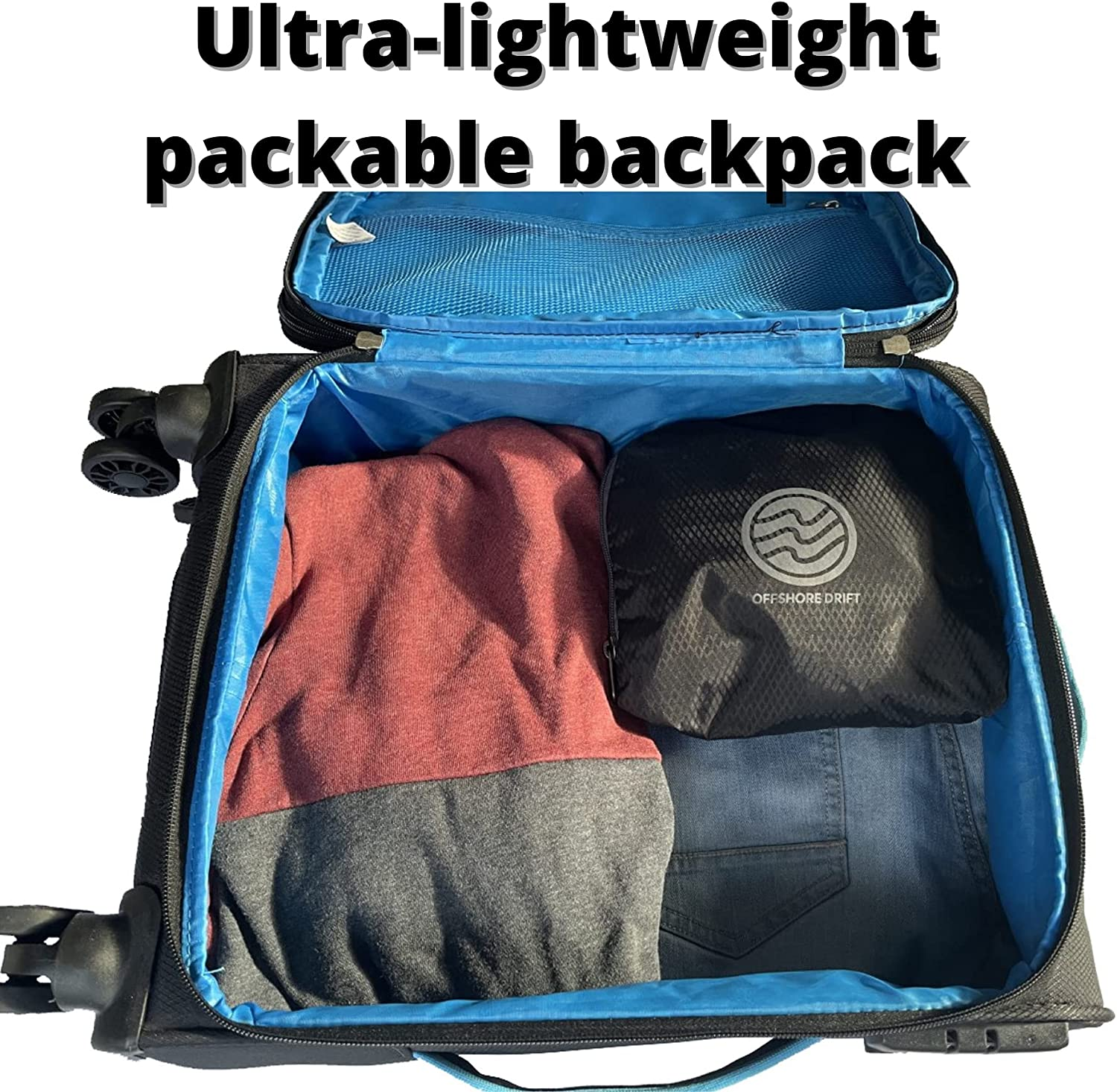 Offshore Drift Collapsible Water Bottle and Ultra Lightweight Packable Backpack Water Resistant image number 3