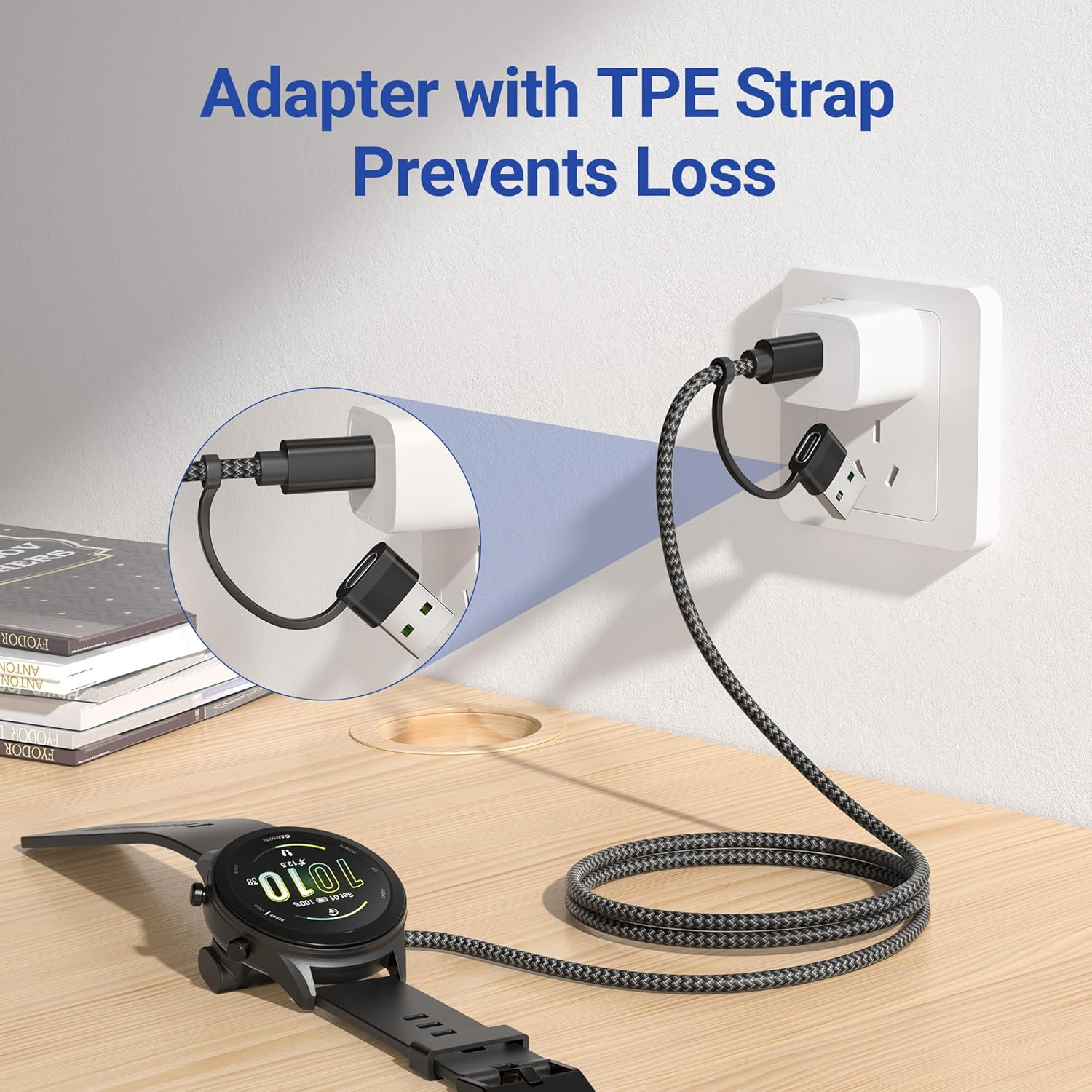 Itramax 2-In-1 Charger Cable for Garmin Watch 1.2M 1Pack,Charging Power Cord for Garmin Fenix 8 E 7 7X 7S 6 5X 5S Solar,Forerunner 965 955 265 255 245 165 55,Venu 2,Instinct,Vivoactive 5 4,Vivomove 3S image number 6