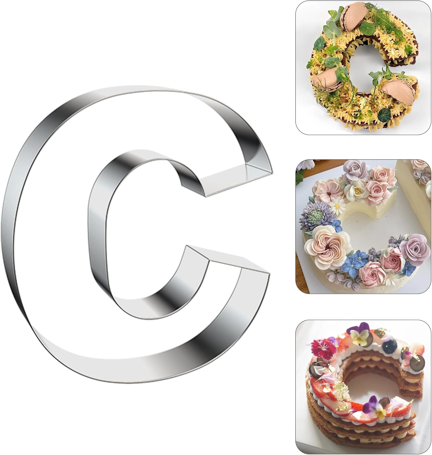 ZADE 8 Inch Alphabet P Cake Mousse Mold Stainless Steel Large Size Letter Alphabet Tiramisu Cheesecake Mold Bakeware 3D Cake Dessert Baking Pan for DIY Birthday Wedding Party