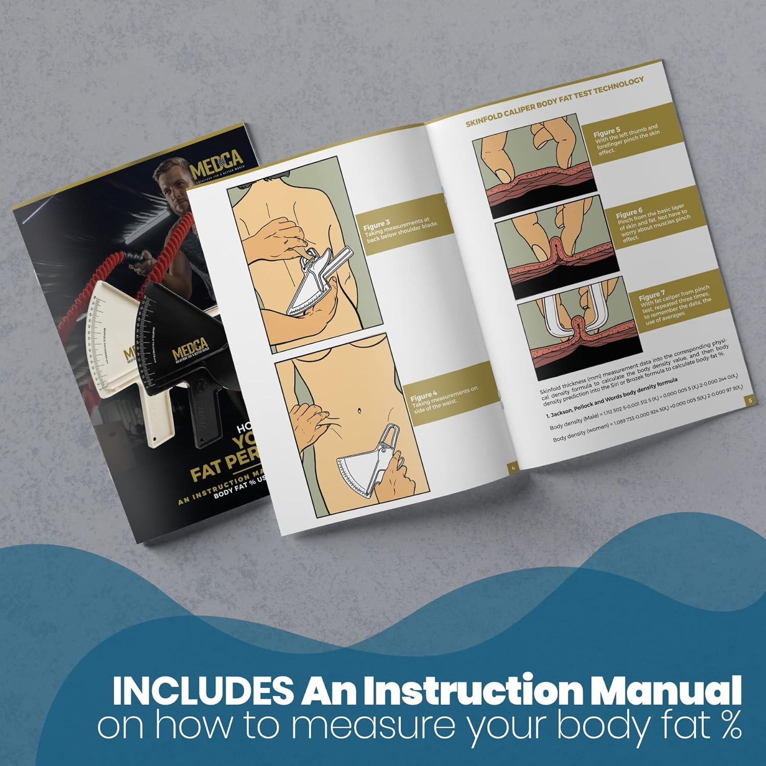 Pro Skinfold Caliper and Body Measurement Tape - Precision Body Fat Tool plus BMI Chart - Accurately Measure and Gauge Body Fat Help Track Weight Loss, Achieve Fitness Goals for Men and Women, White image number 3