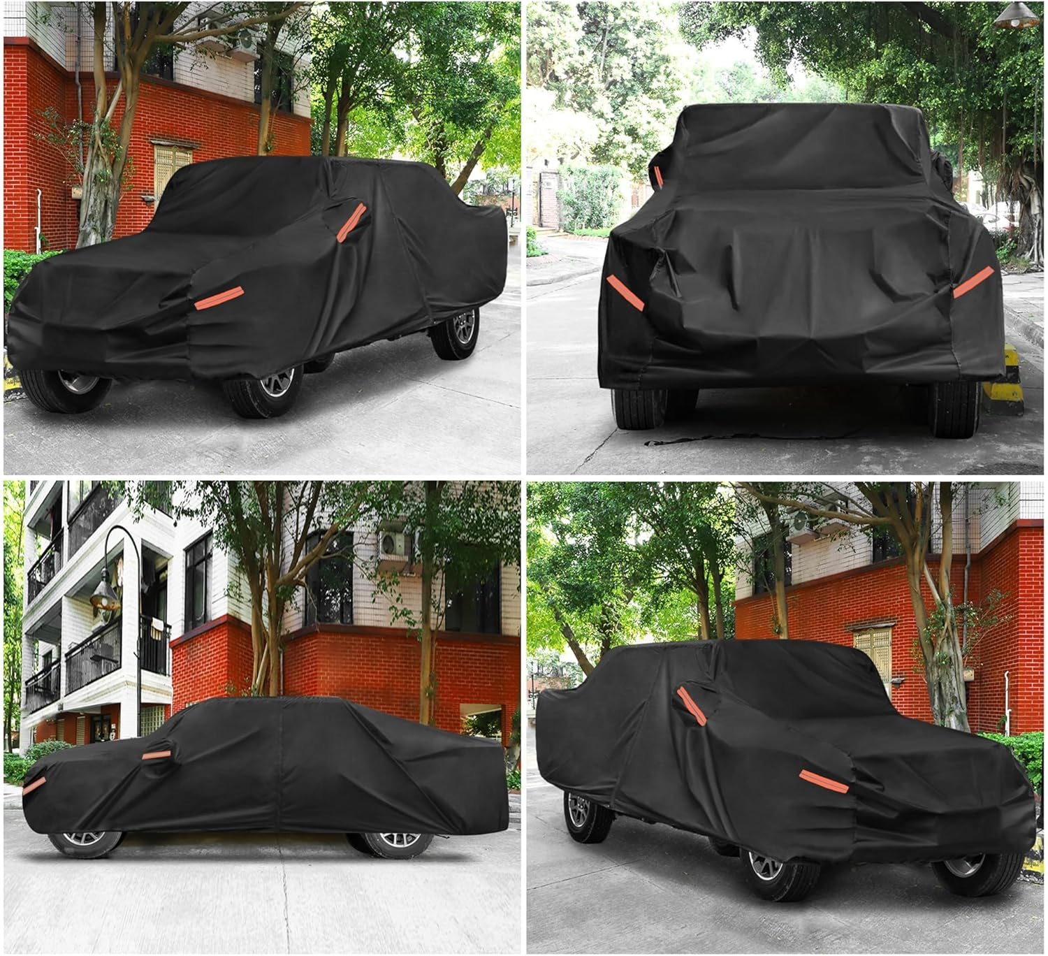 X AUTOHAUX Truck Car Cover for Jeep Gladiator JT 2020 2021 2022 Outdoor Waterproof Sun Rain Dust Wind Snow Protection Black image number 5