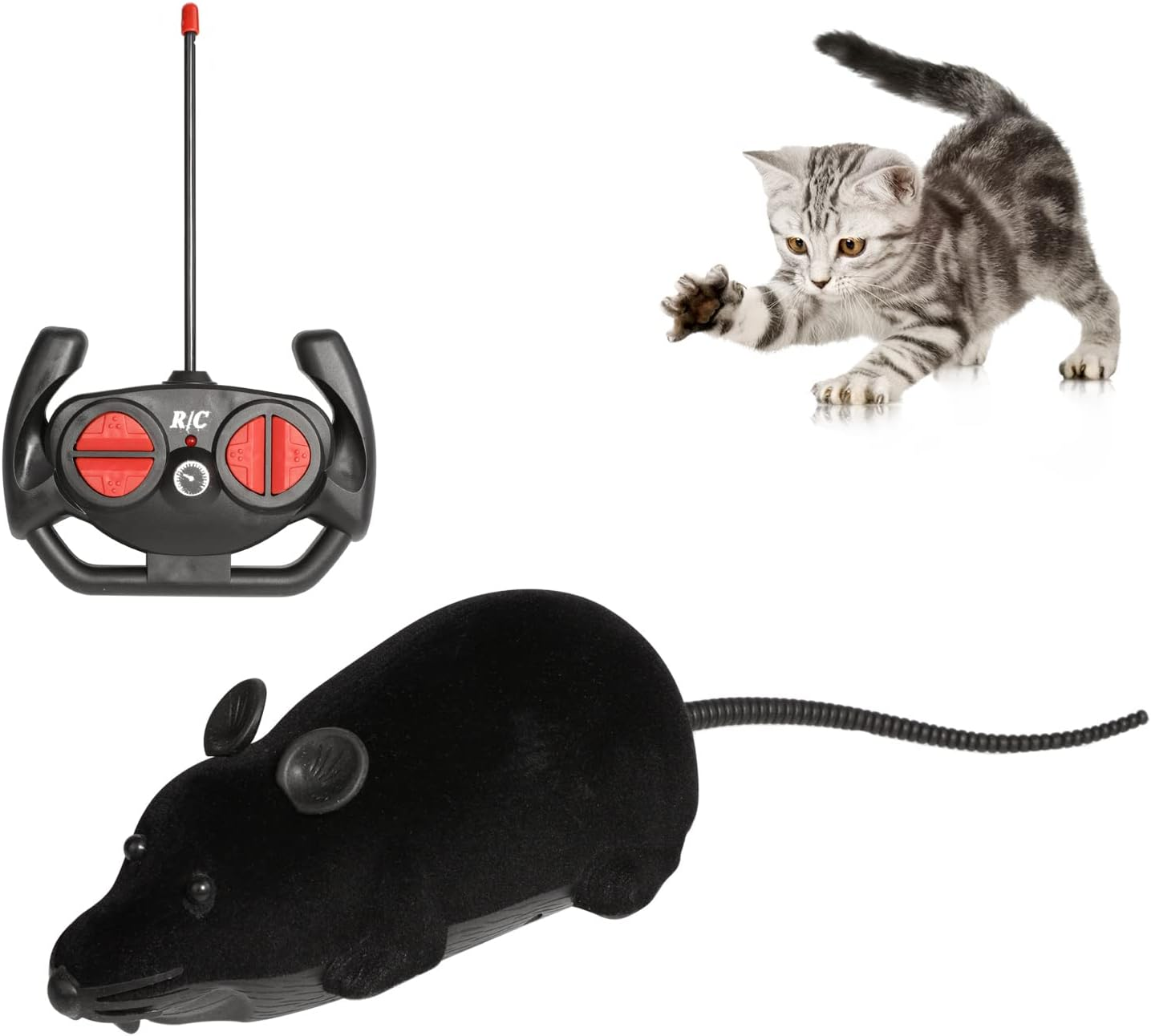 Nicwhite Remote Control Mouse Cat Toy, Interative Moving Cat Toys Wireless Electronic RC Rat Mice Pet Toys for Chase and Exercise (Grey)