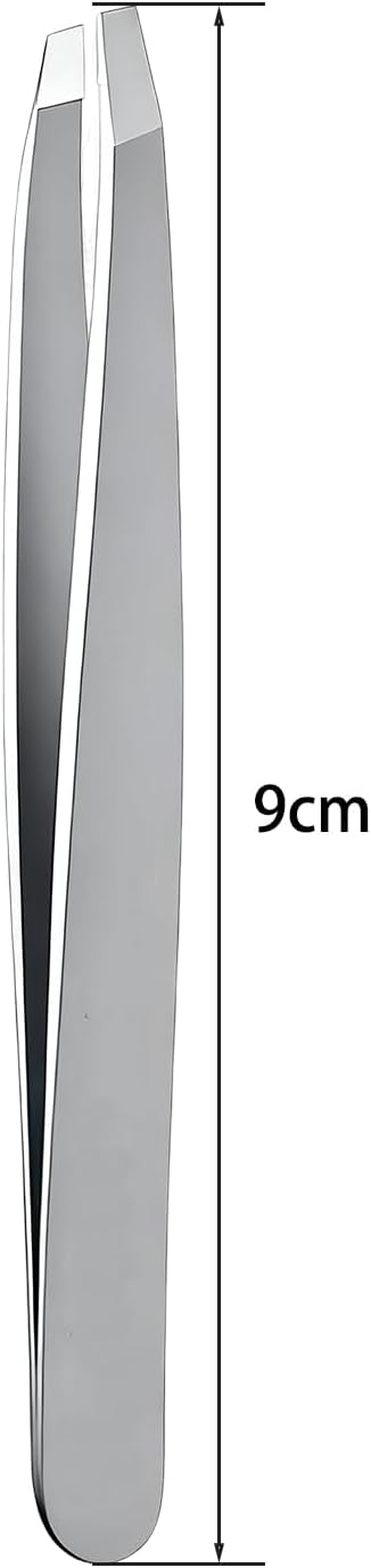 CTOUUGRS 9Cm Stainless Steel Slant Tweezer with Storage Case Professional Beauty Tool for Eyebrow Shaping and Splinter Removal Slant Tip Design Silver image number 2