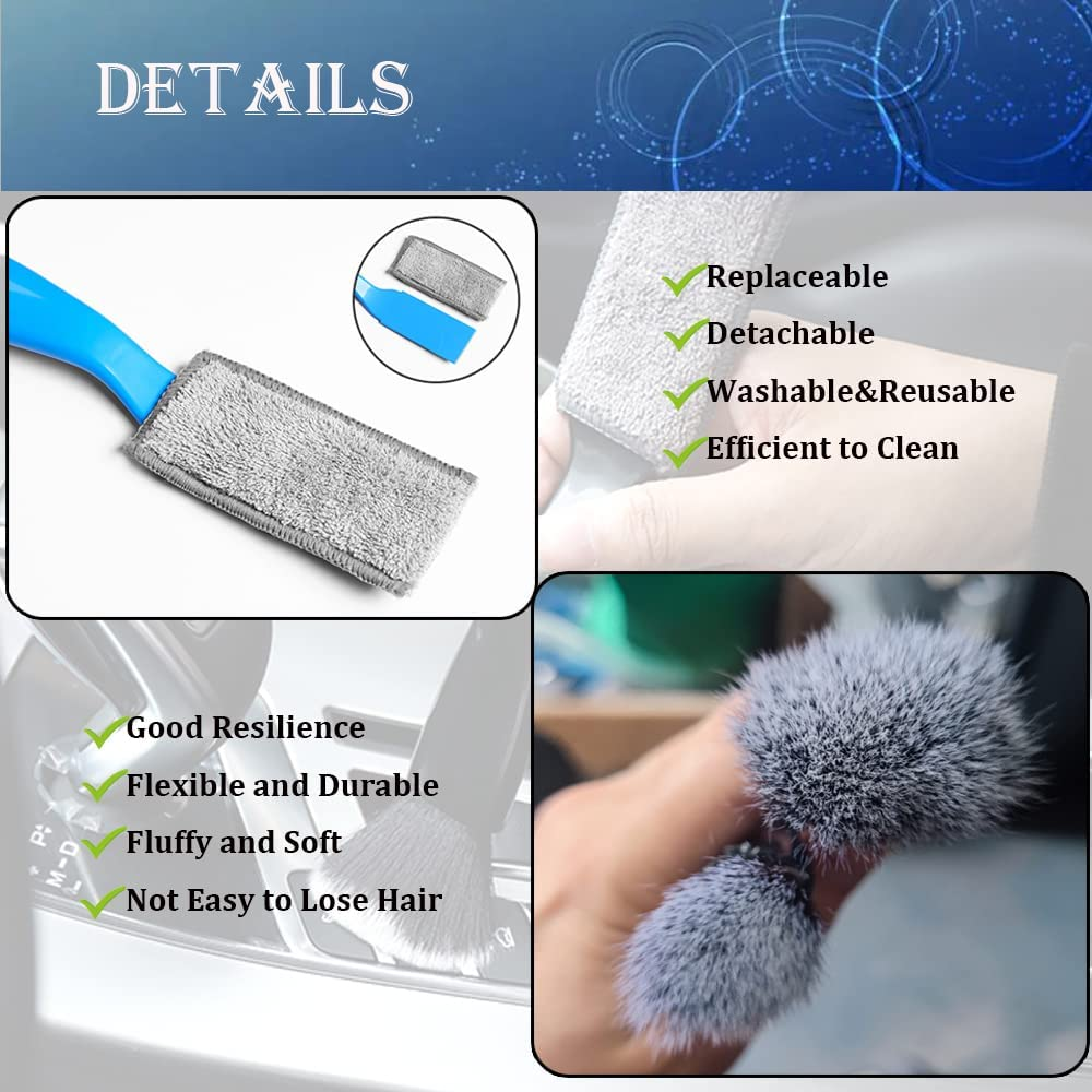 Double Head Brush for Car Cleaning, Detailing Interior and Exterior - Soft Bristles (Black, 1 Pack) image number 3