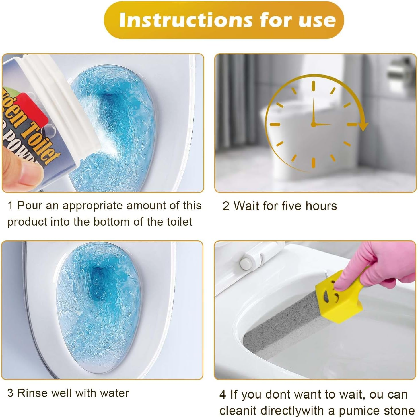 Pumice Stone for Toilet Bowl Cleaner, Hard Water Ring Cleaner, Bowl Scouring Stick with Handle, Powerfully Cleaning Stains, Calcium Buildup for Household Cleaning Toilet, Bathtubs image number 3