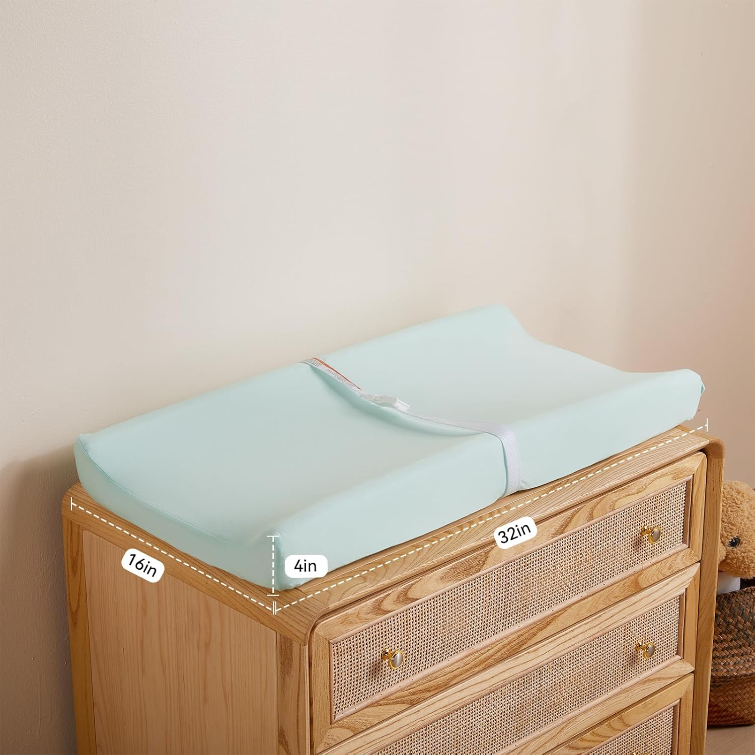 TILLYOU Changing Pad Cover Set in Soft Jersey Material - Fits 32"/34''X16 Contoured Pad for Babies, Lt Green & Lt Gray image number 4