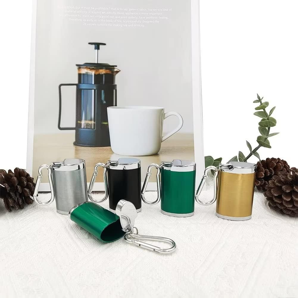 Hourwof Metal Portable Ashtray with Lid,Outdoor Pocket Ashtray for Cigarettes,Travel Ash Trays with Keychain,Oval Silver - Green image number 4