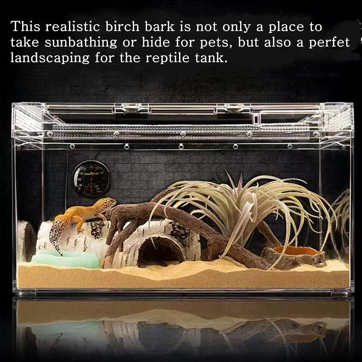 Reptile Hides and Caves Birch Tree Bark Trunk Habitats Decor Aquarium Decoration Wood for Lizard Geckos Snake Spiders Frogs Turtle (Small) image number 1