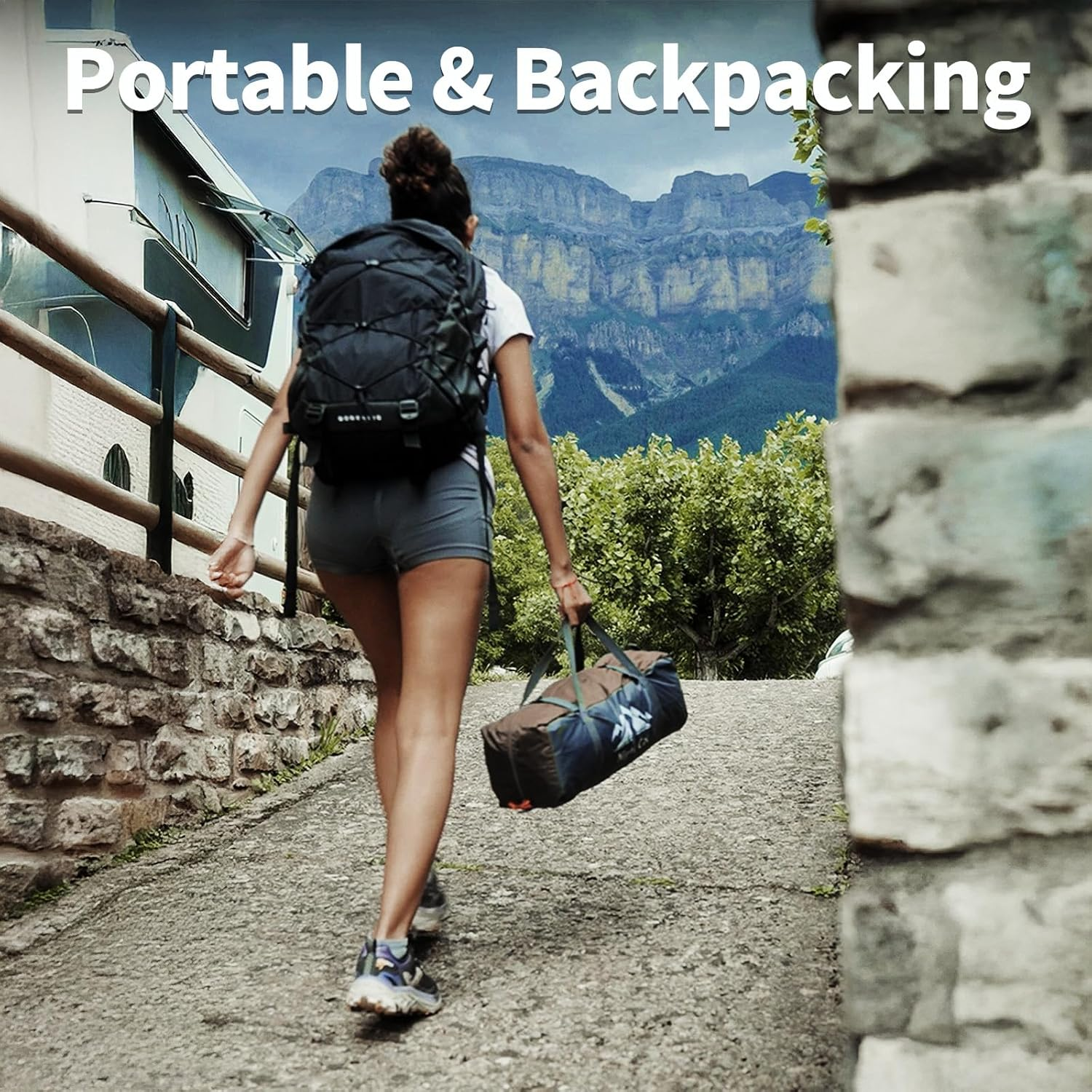 Night Cat Backpacking Tents 2 Persons Fast Setup Hiking Camp Tent with Foldable Pole Double Layers Two Doors Waterproof Lightweight Compact 7X4.4Ft image number 4