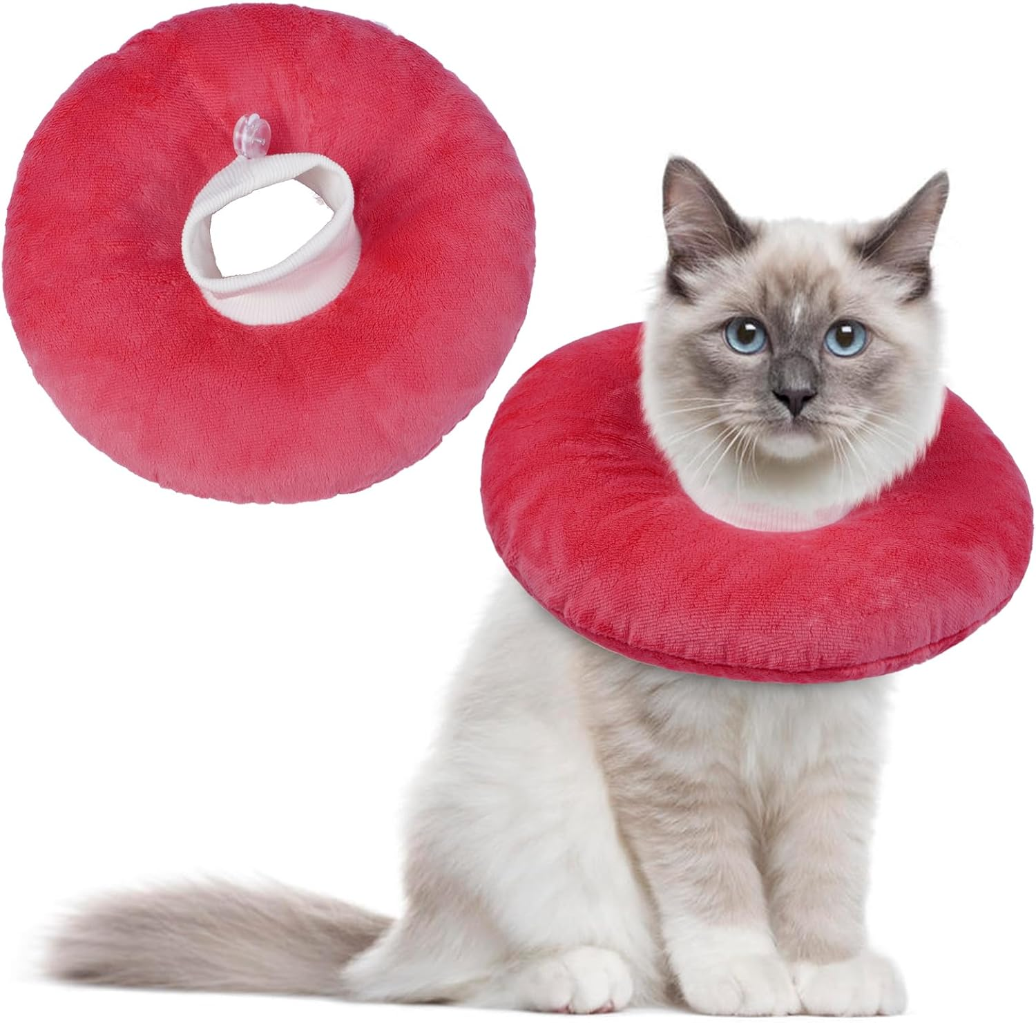 Lelepet Cat Recovery Collar, Soft Small Cat Cones, Pet Neck Protector, Adjustable Pet Elizabethan Collar to Stop Licking after Surgery Kitten Cones for Cats Small Dogs Recovery Cone, Pink L image number 3
