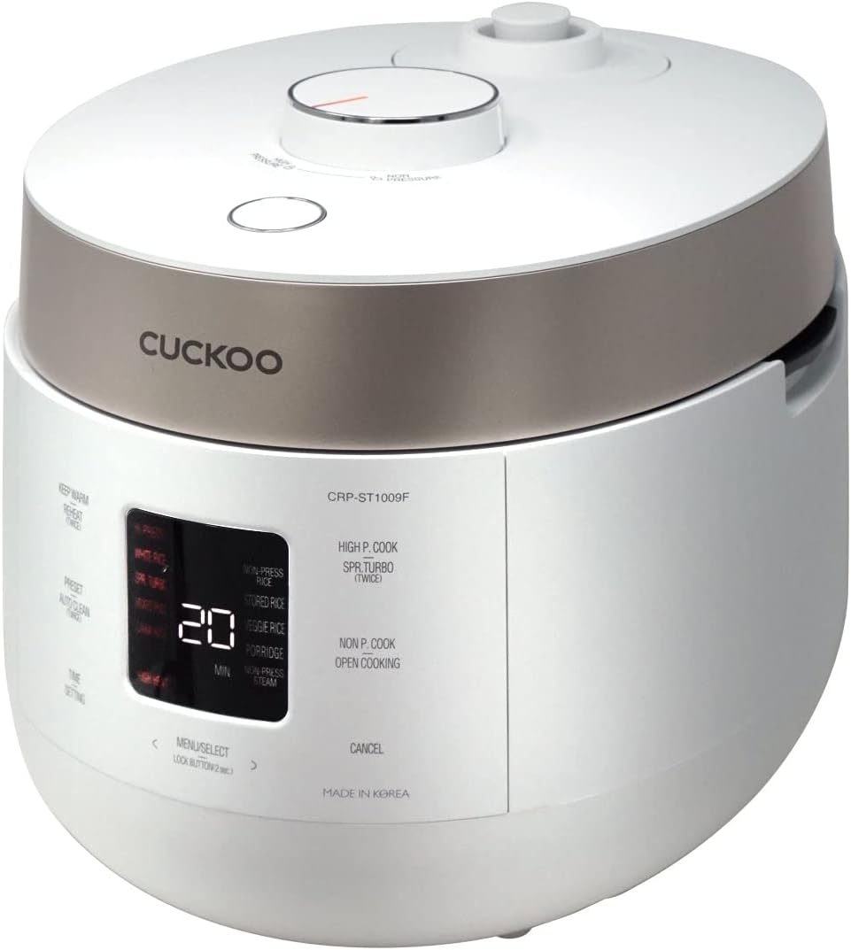 CUCKOO 10-Cup Twin Pressure Rice Cooker, High/Non-Pressure Steam, Programmable Menu, Slow Cooker, Preminum Non-Stick Inner Pot, Open Cooking (CRP-ST1009F) White image number 2